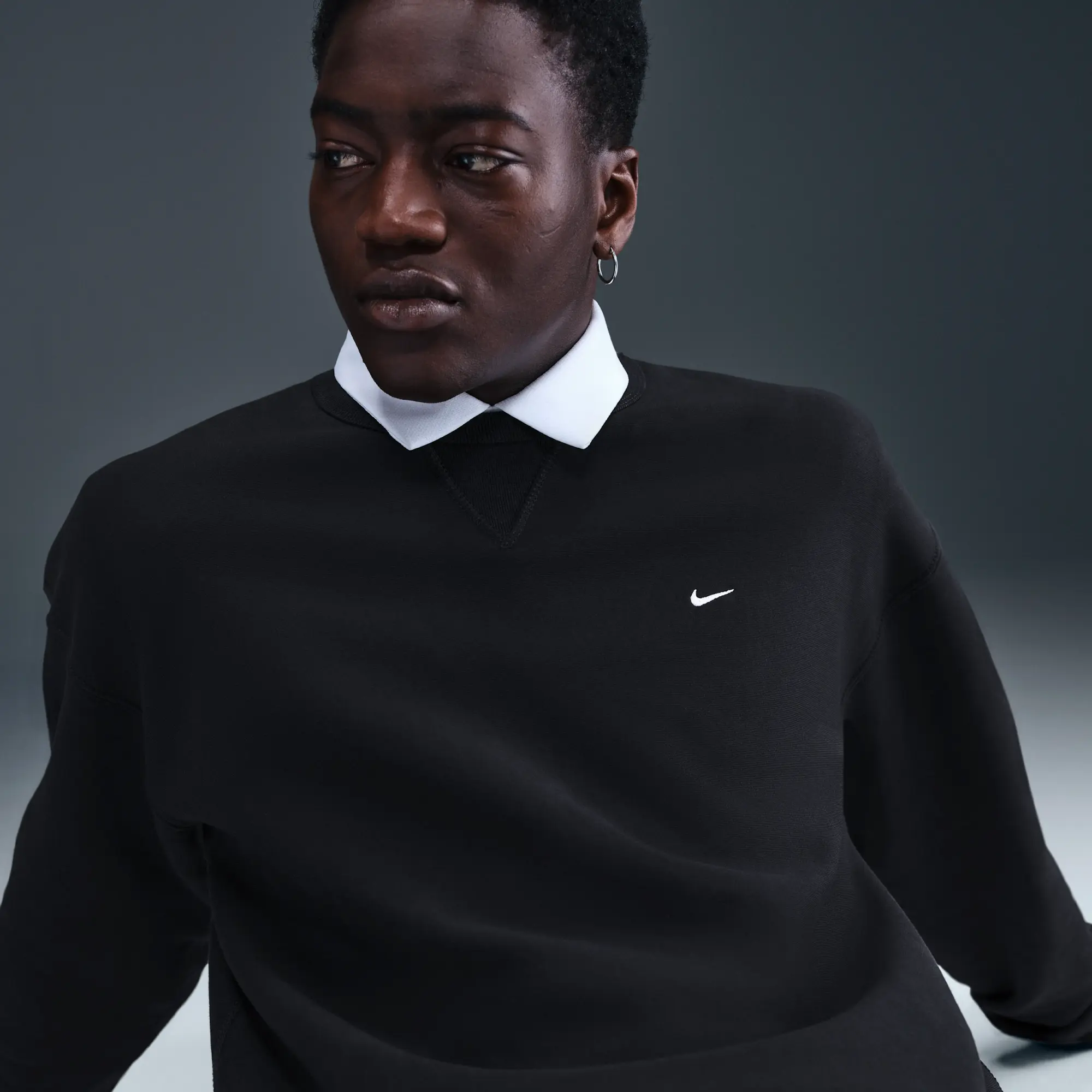 Nike Solo Swoosh Men's Fleece Crew - Black - Fleece