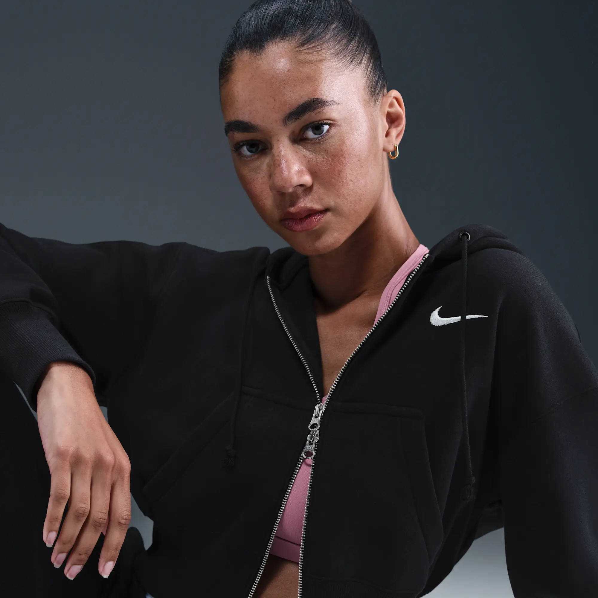 Nike Sportswear Phoenix Fleece Women's Loose Full-Zip Cropped Hoodie - Black - Fleece > Phoenix Fleece