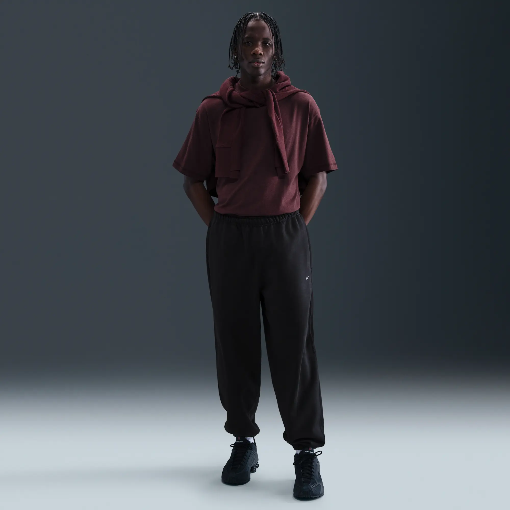 Nike Solo Swoosh Men's Cuffed Fleece Trousers - Black - Fleece