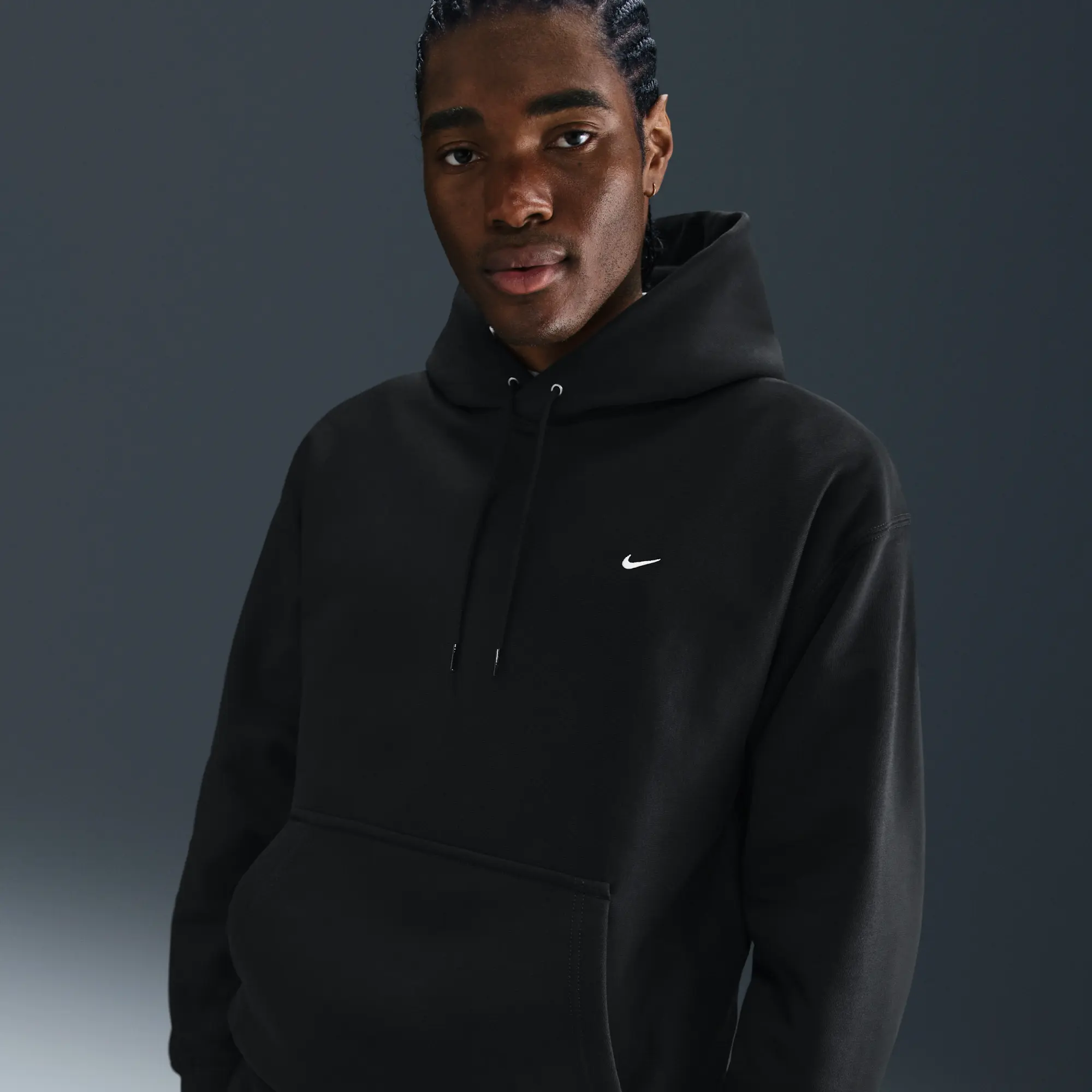 Nike Solo Swoosh Men's Pullover Hoodie - Black - Fleece