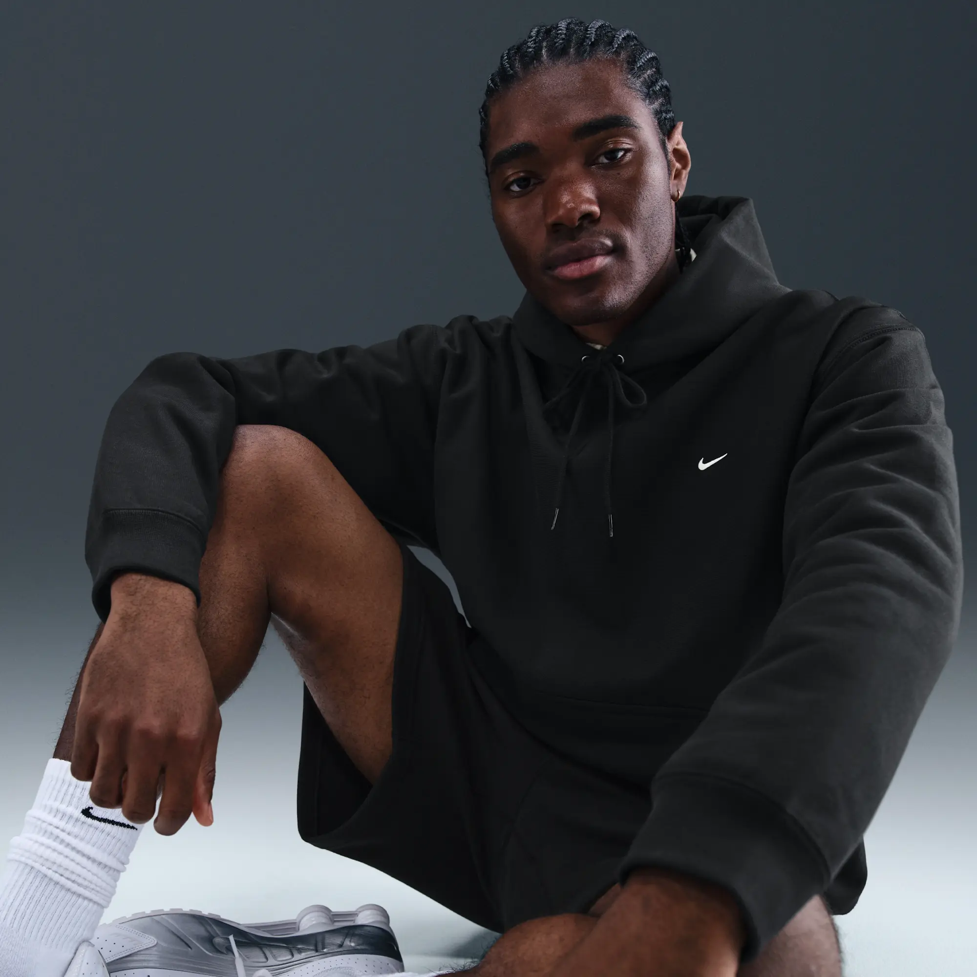 Nike Solo Swoosh Men's Pullover Hoodie - Black - Fleece