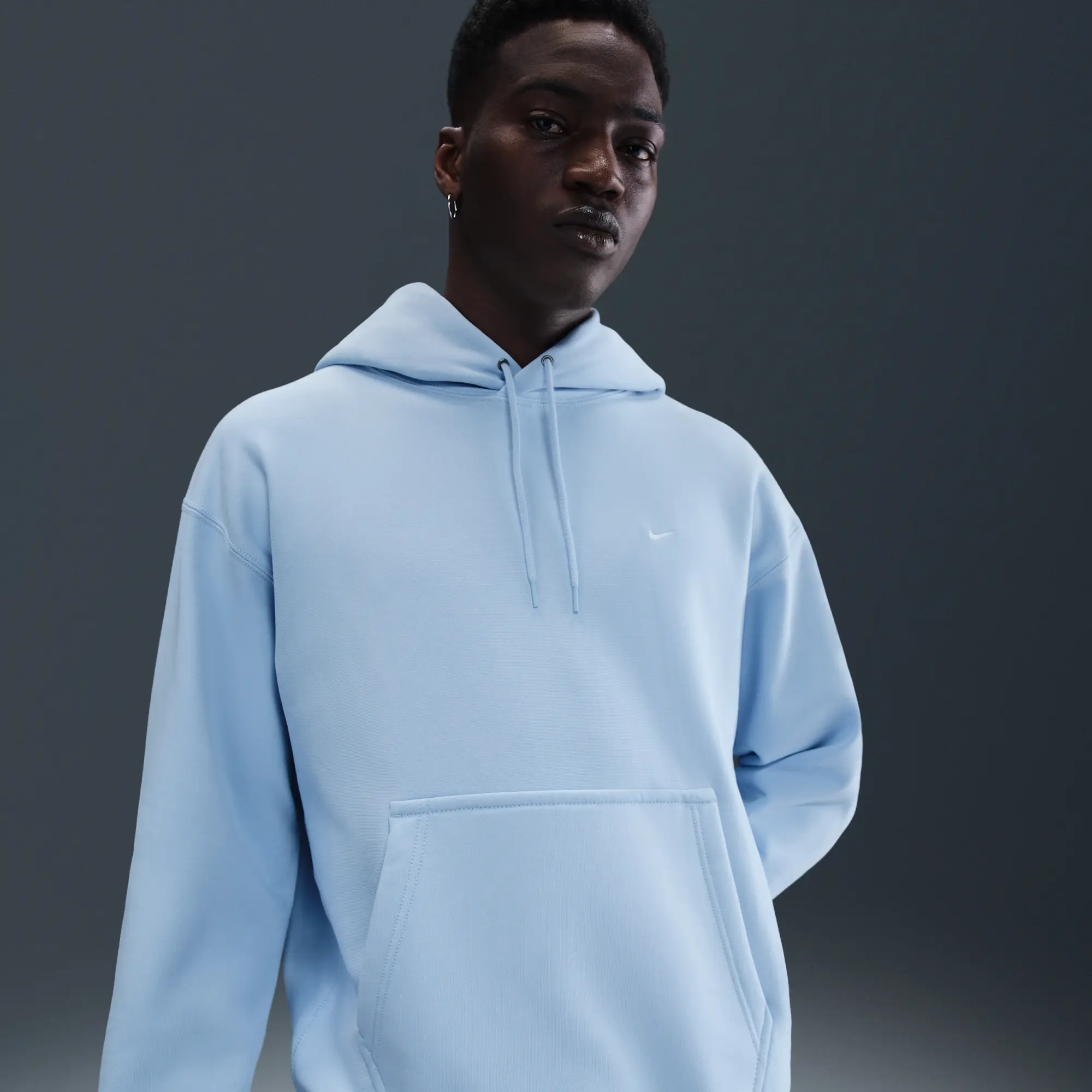 Nike Solo Swoosh Men's Pullover Hoodie - Blue - Fleece