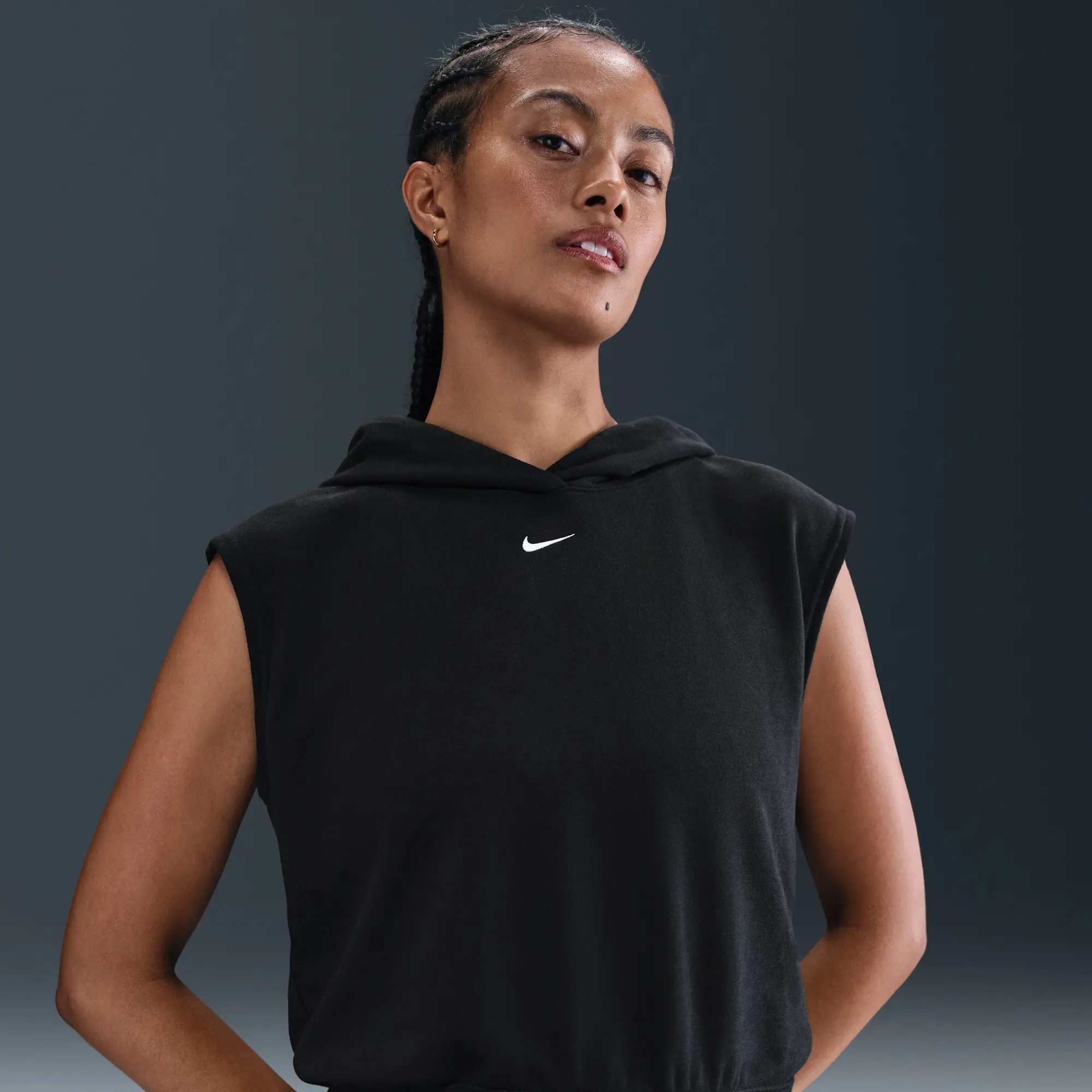 Nike Sportswear Chill Terry Women's French Terry Short-Sleeve Cropped Hoodie - Black - Sustainable Materials