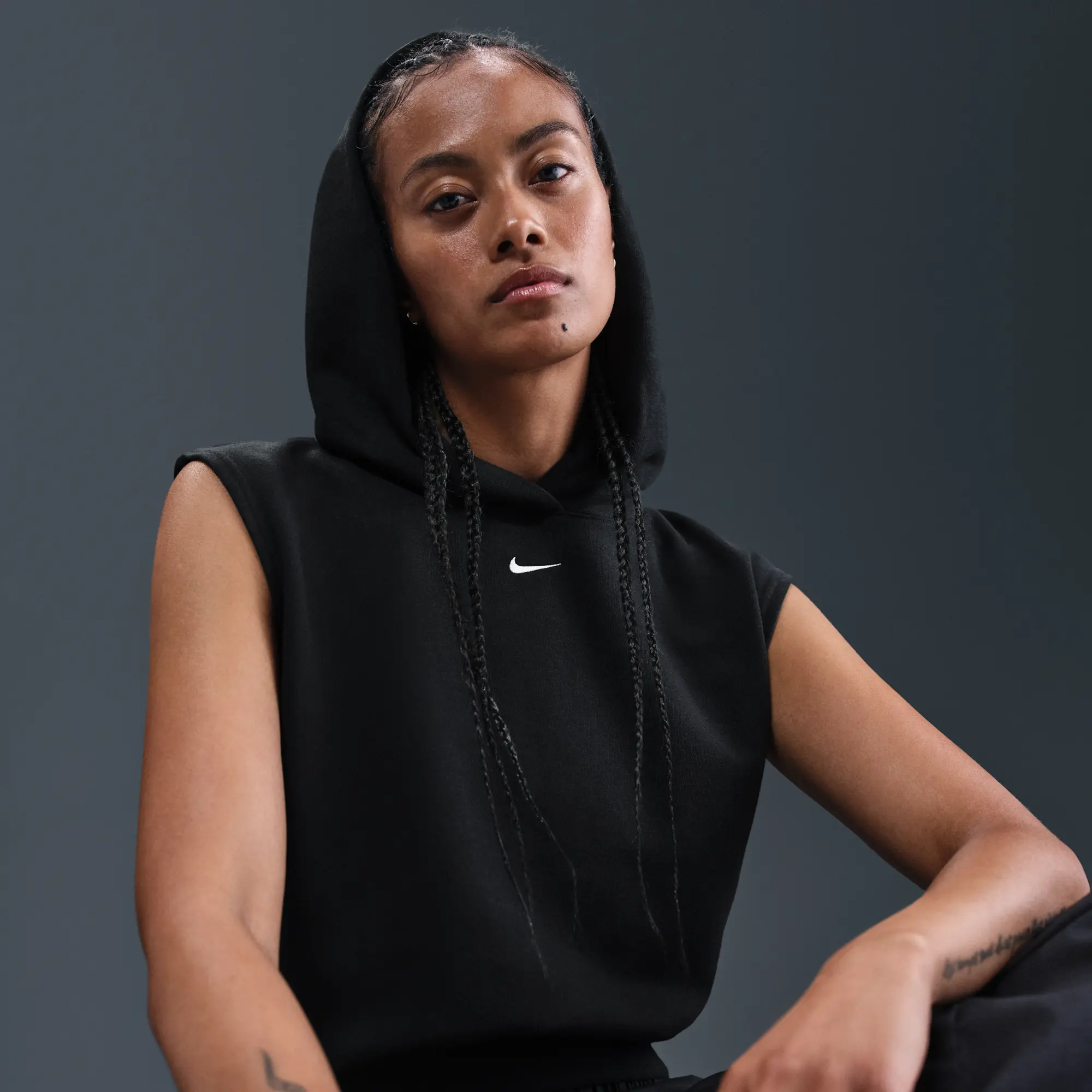Nike Sportswear Chill Terry Women's French Terry Short-Sleeve Cropped Hoodie - Black - Sustainable Materials