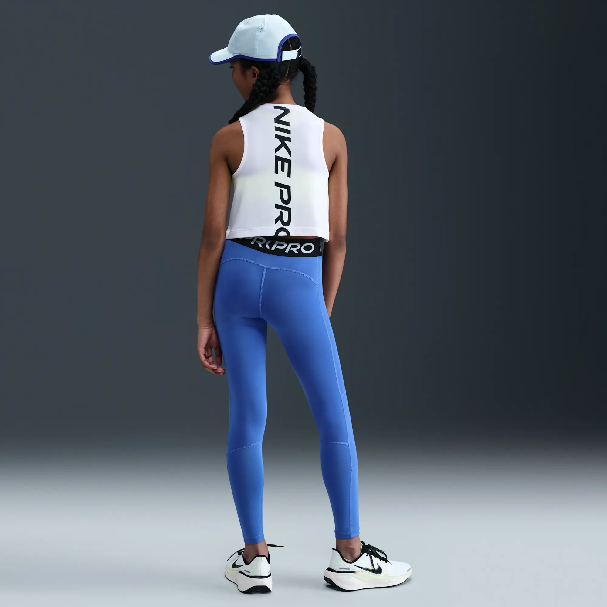 Nike Pro Dri-FIT Older Kids' (Girls') Leggings - Blue - Recycled Polyester Minimum