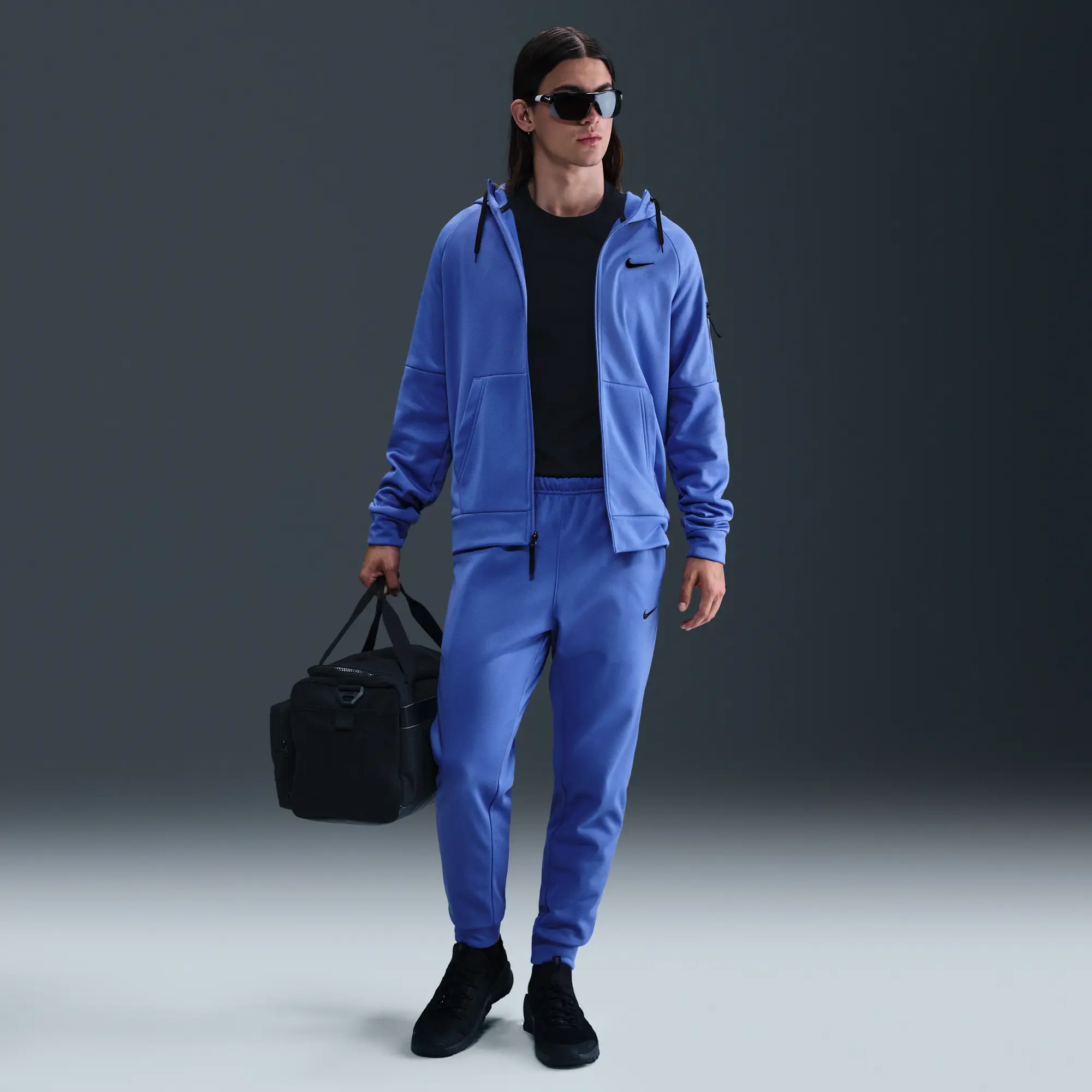 Nike Therma Men's Therma-FIT Full-Zip Fitness Top - Blue - Sustainable Materials