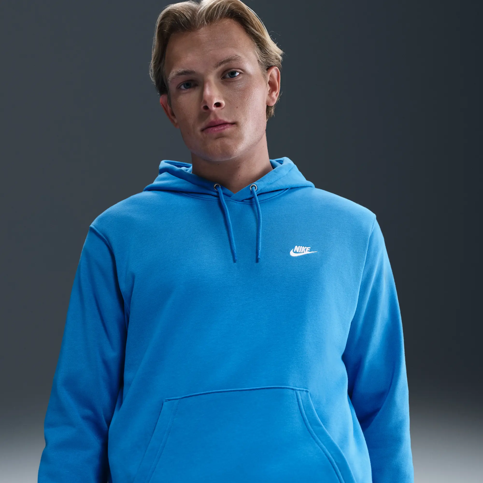 Nike Club Men's French Terry Pullover Hoodie - Blue - Fleece > Club Fleece