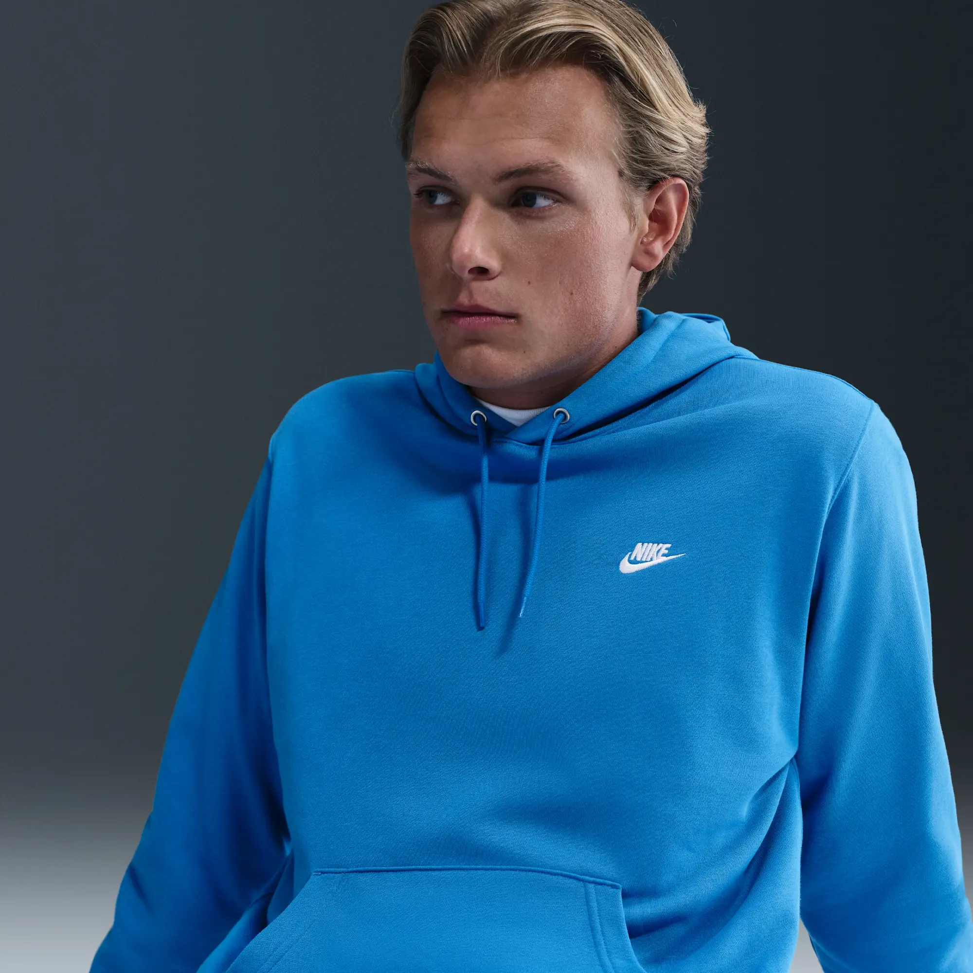Nike Club Men's French Terry Pullover Hoodie - Blue - Fleece > Club Fleece