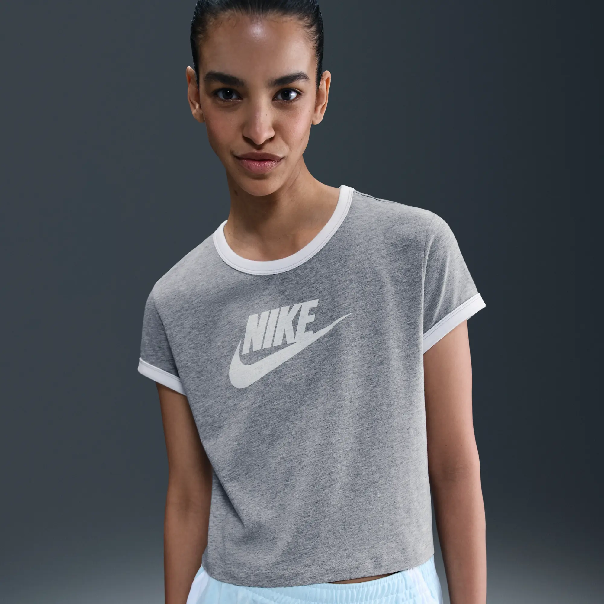 Nike Sportswear Women's Short-Sleeve Ringer T-Shirt - Grey