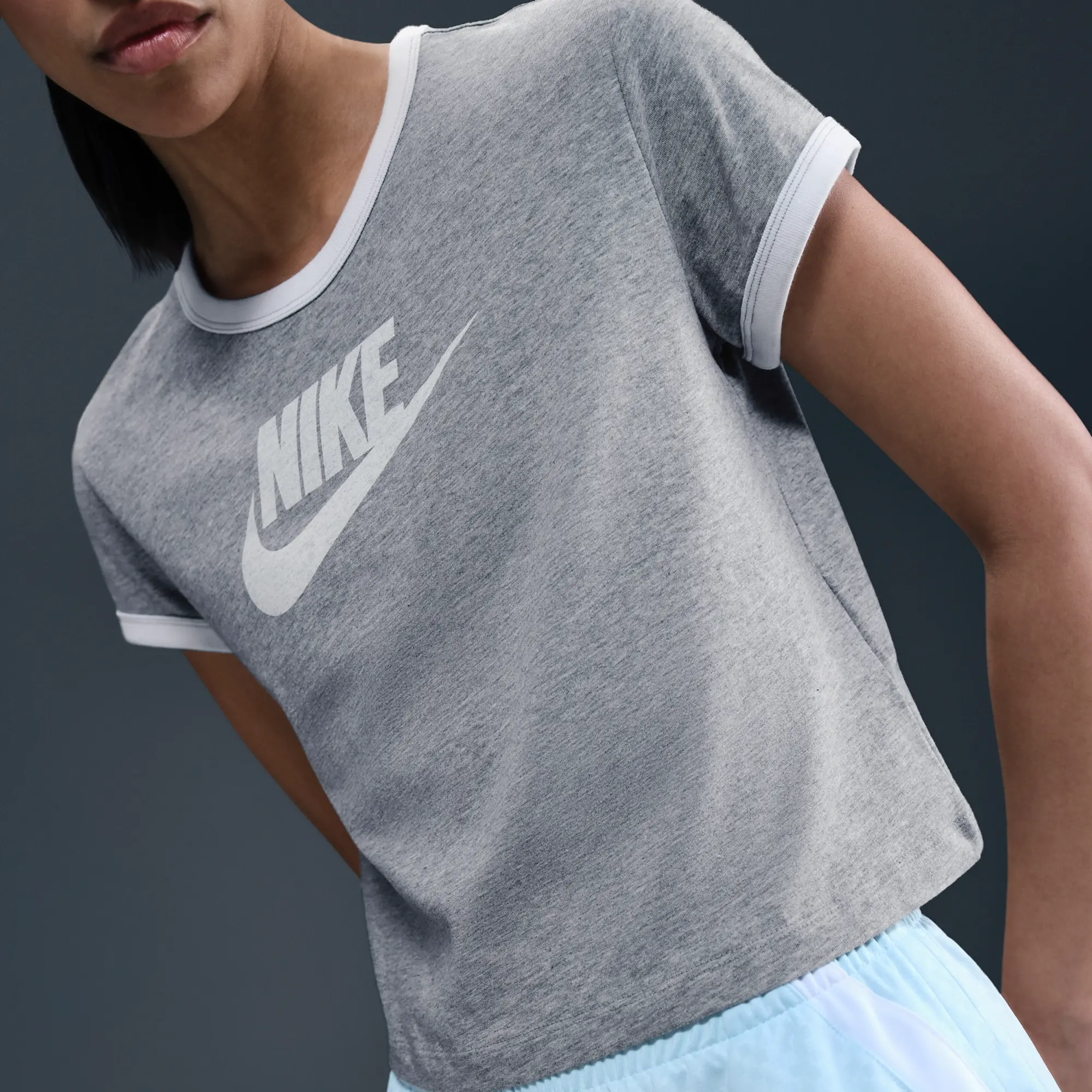 Nike Sportswear Women's Short-Sleeve Ringer T-Shirt - Grey