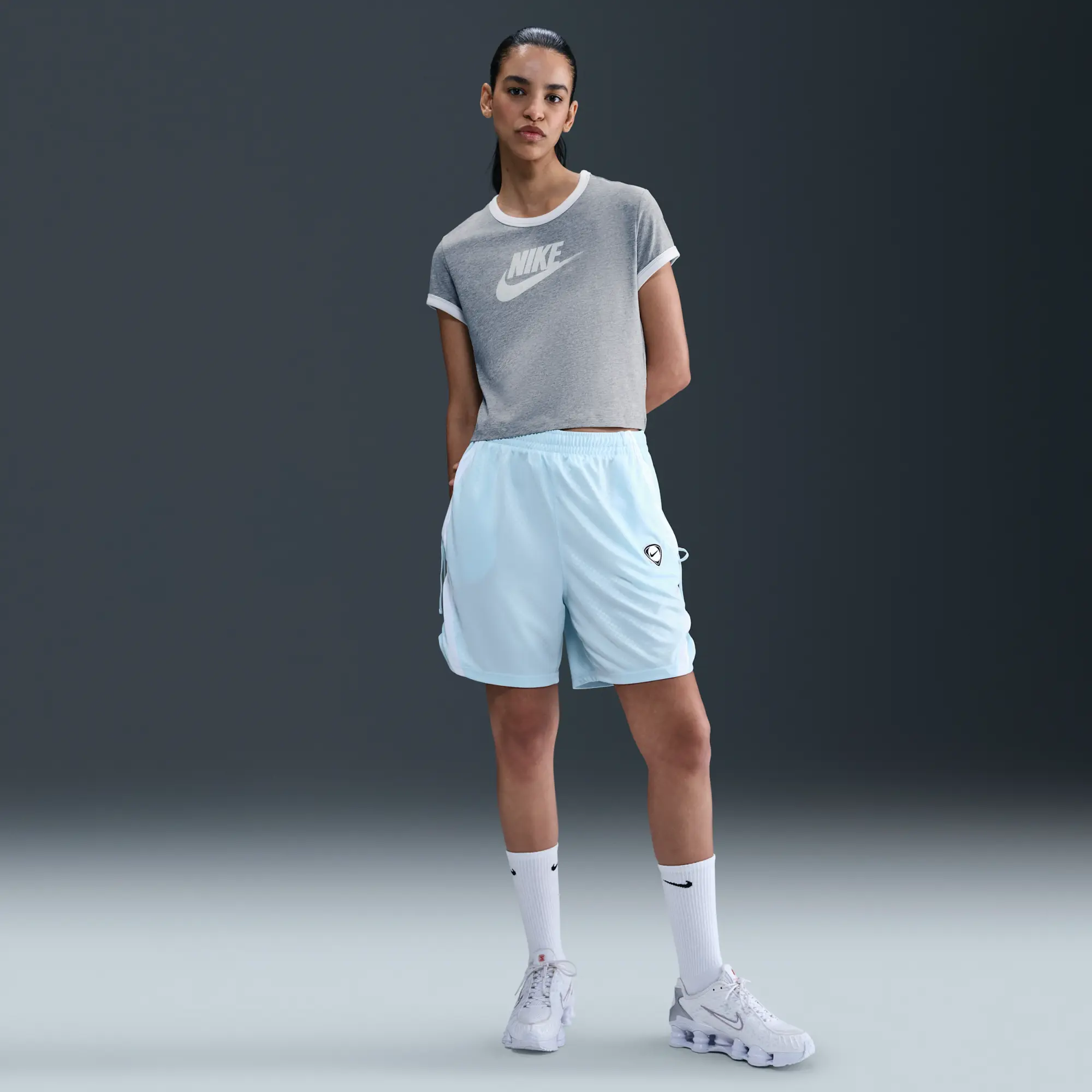 Nike Sportswear Women's Short-Sleeve Ringer T-Shirt - Grey