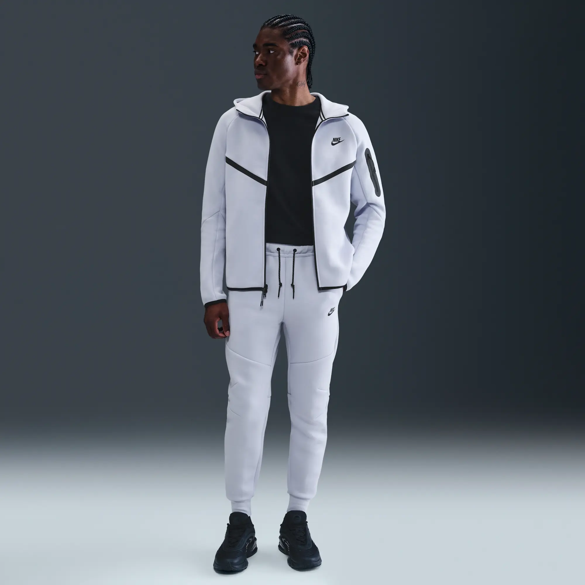 Nike Tech Men's Full-Zip Windrunner Hoodie - Grey - Sustainable Blends