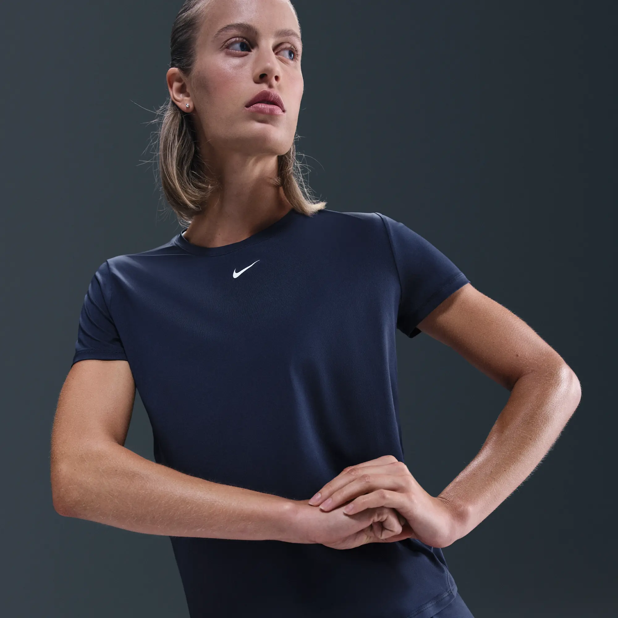 Nike One Classic Women's Dri-FIT Short-Sleeve Top - Blue - Sustainable Materials