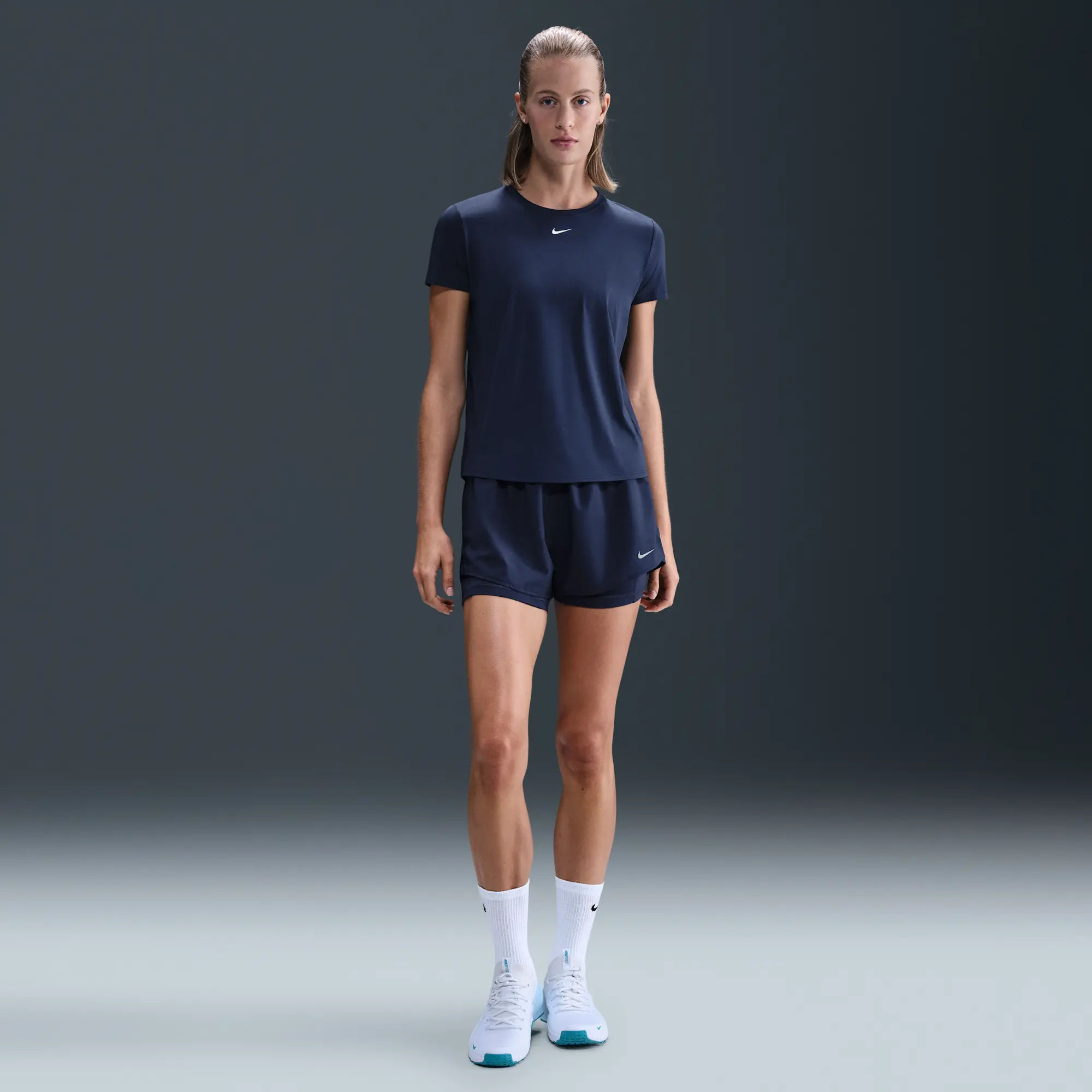 Nike One Classic Women's Dri-FIT Short-Sleeve Top - Blue - Sustainable Materials