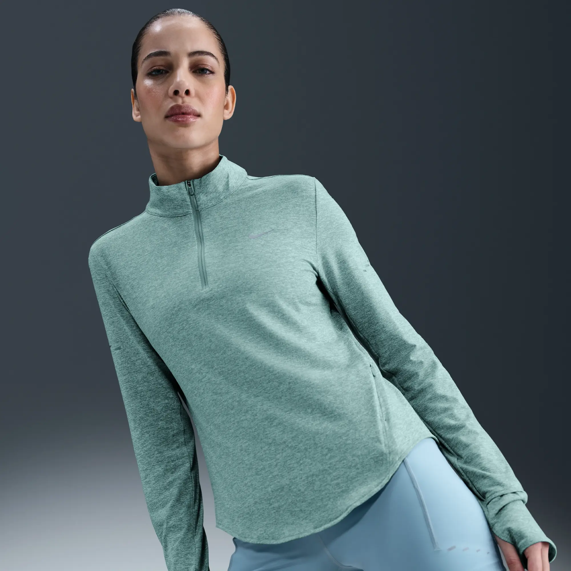 Nike Swift Women's Dri-FIT UV 1/4-Zip Running Top - Green - Sustainable Materials