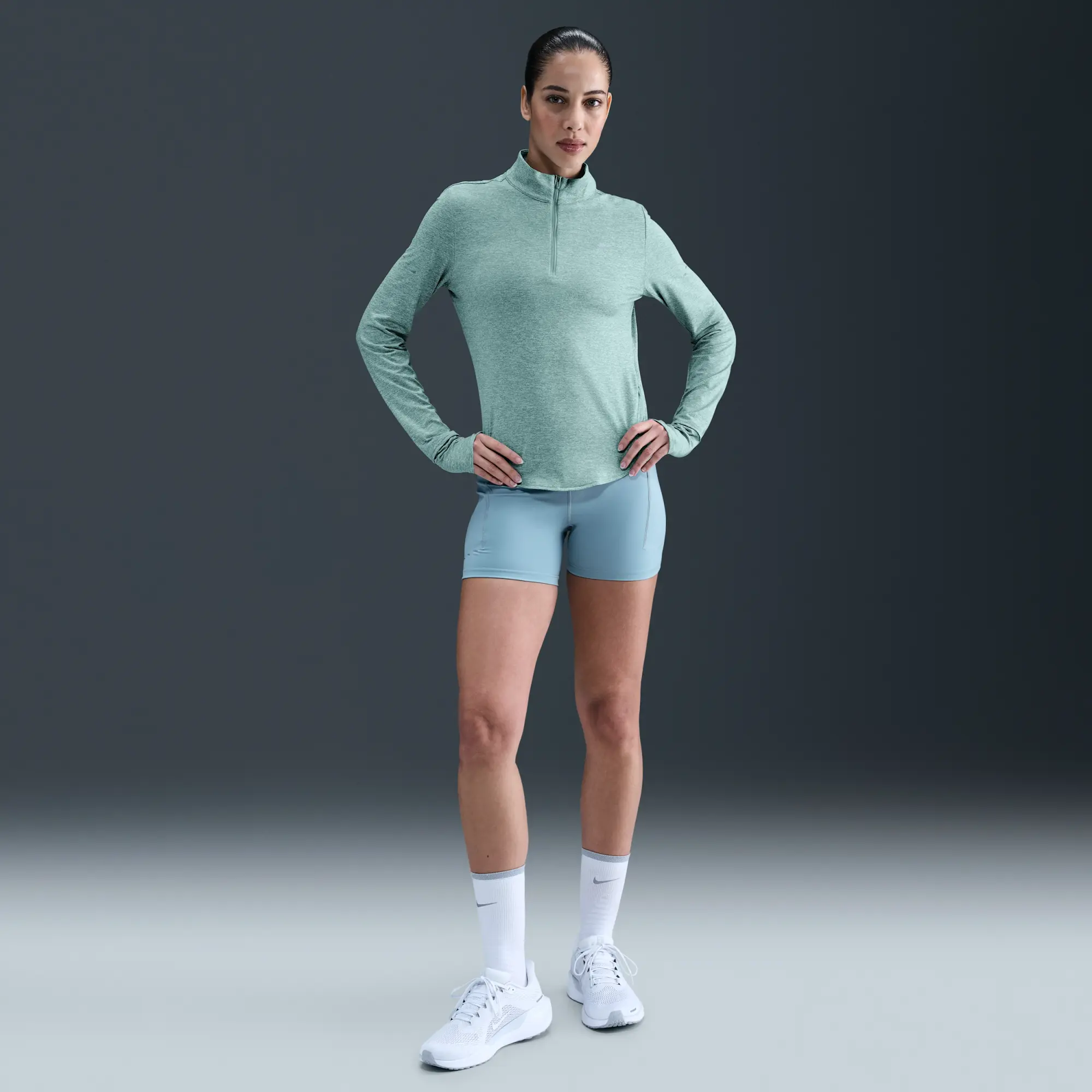 Nike Swift Women's Dri-FIT UV 1/4-Zip Running Top - Green - Sustainable Materials
