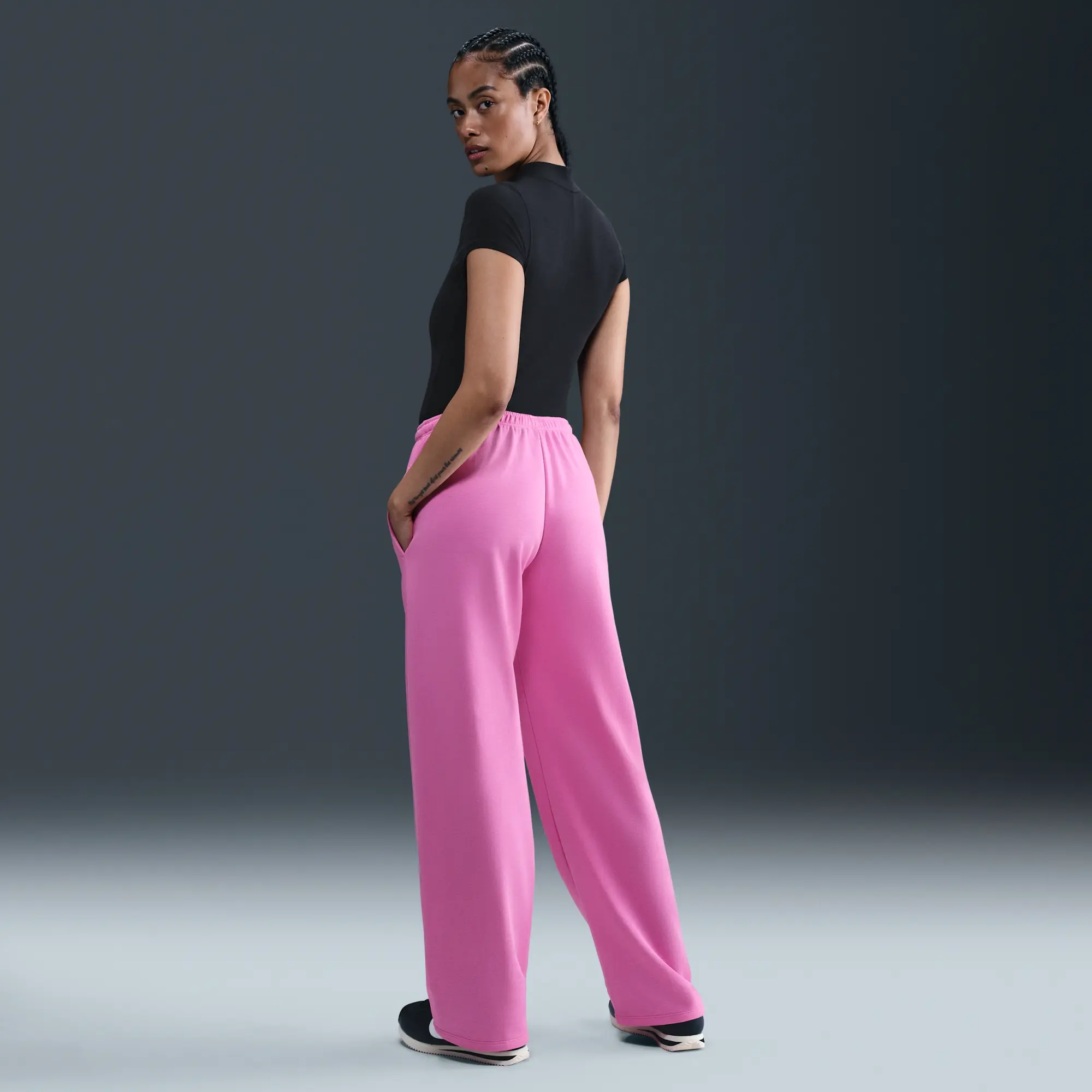 Nike Sportswear Chill Terry Women's Mid-Rise French Terry Open-Hem Tracksuit Bottoms - Pink - Sustainable Blends