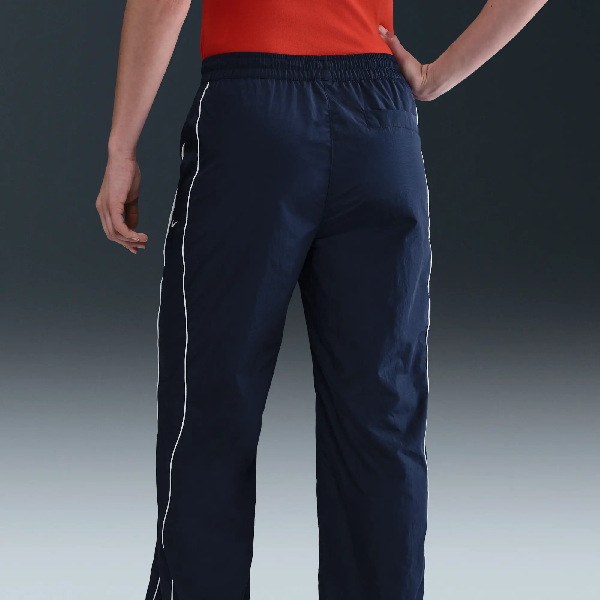 Nike Windrunner Women's High-Waisted Woven Open-Hem Trousers - Blue - Recycled Fibres Minimum