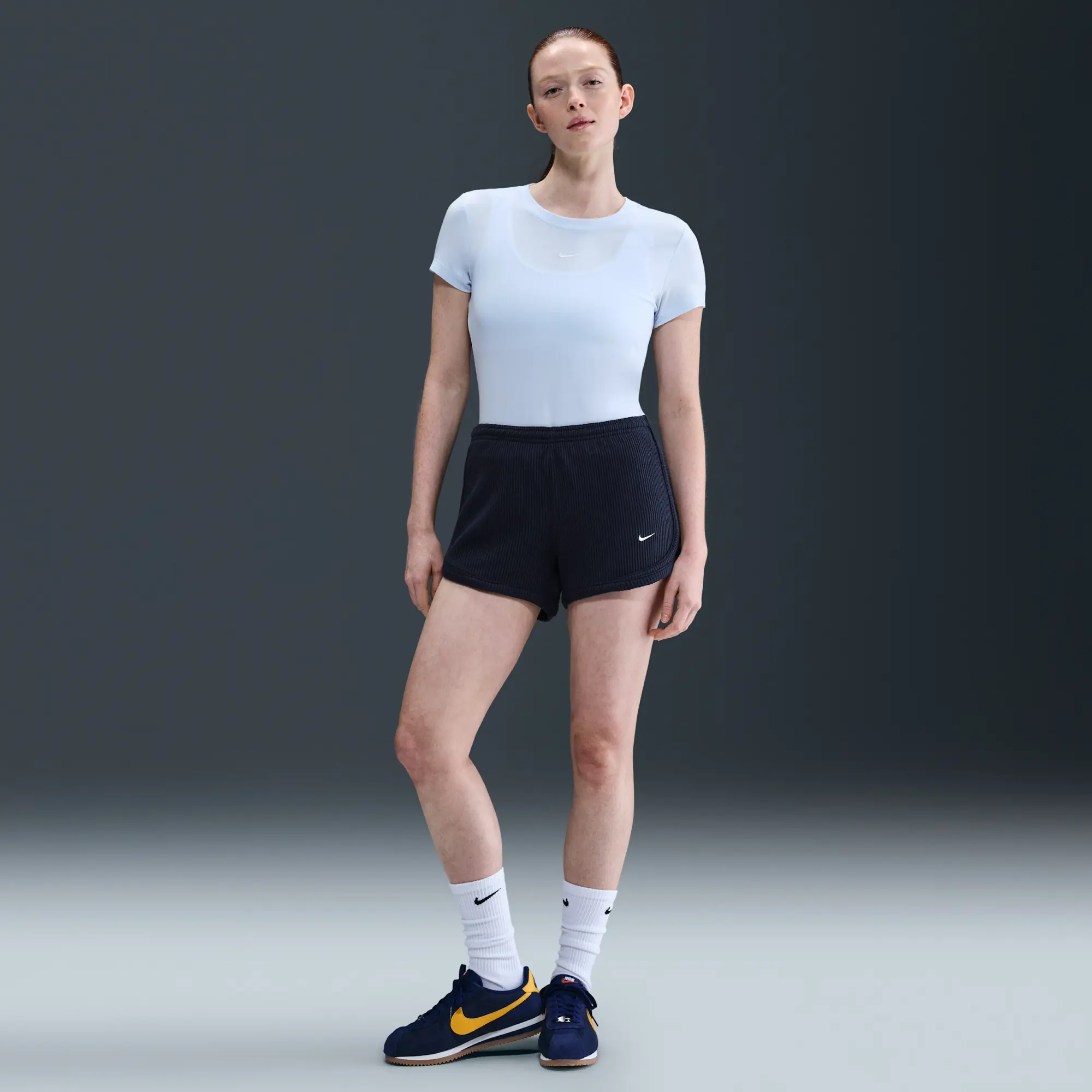 Nike Sportswear Chill Waffle Women's Mid-Rise 8cm (approx.) Shorts - Blue - Sustainable Materials