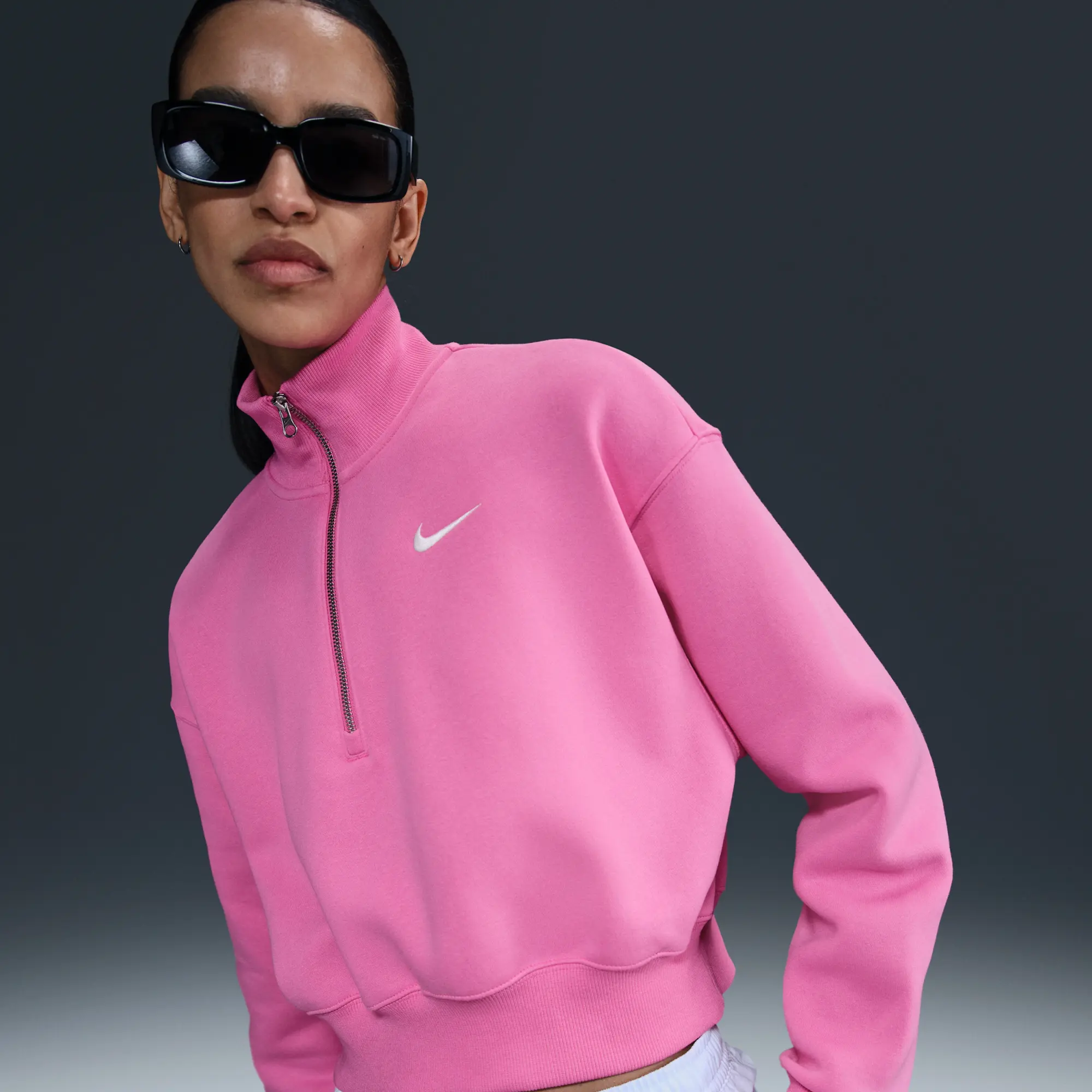 Nike Sportswear Phoenix Fleece Women's 1/4-Zip Cropped Sweatshirt - Pink - Fleece > Phoenix Fleece