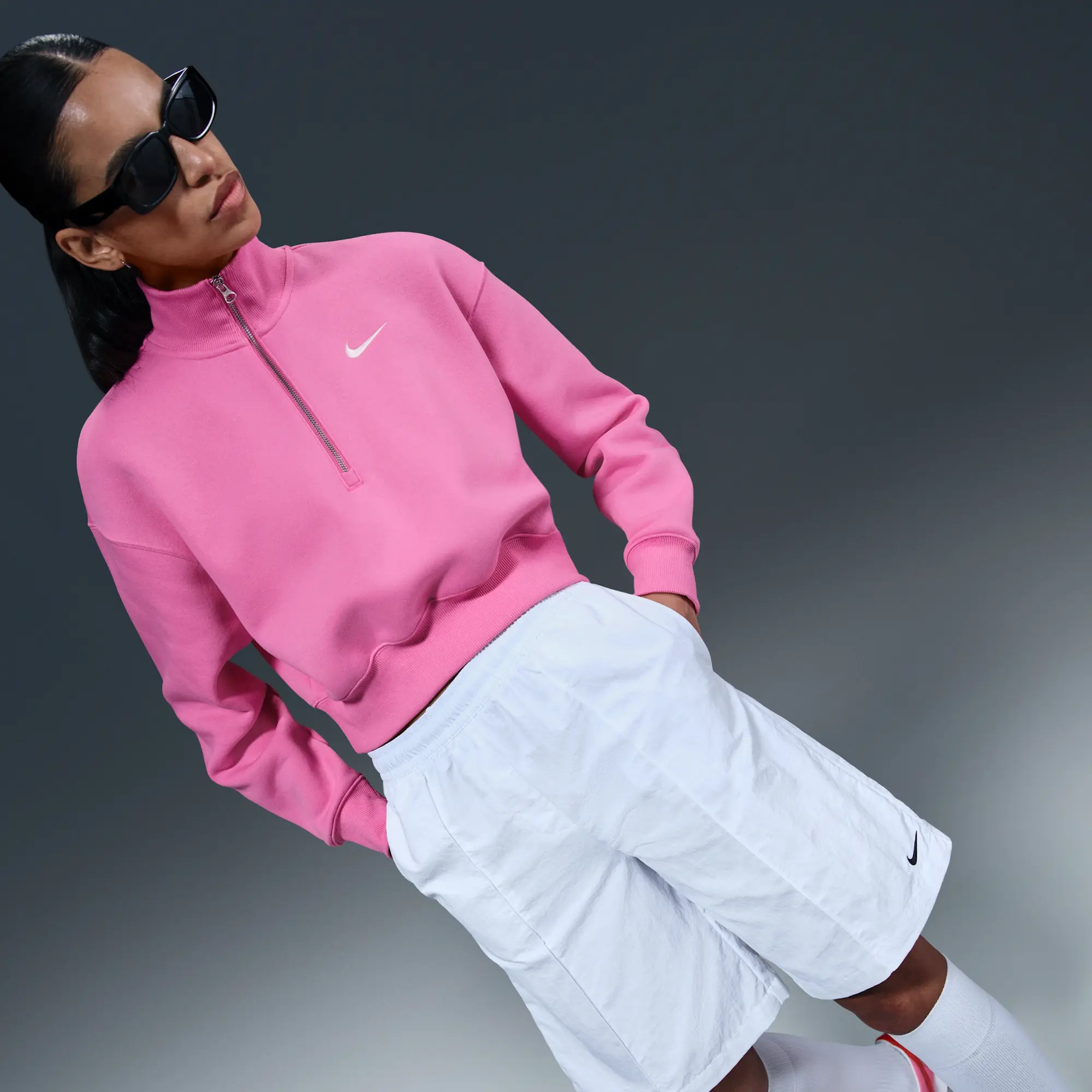 Nike Sportswear Phoenix Fleece Women's 1/4-Zip Cropped Sweatshirt - Pink - Fleece > Phoenix Fleece