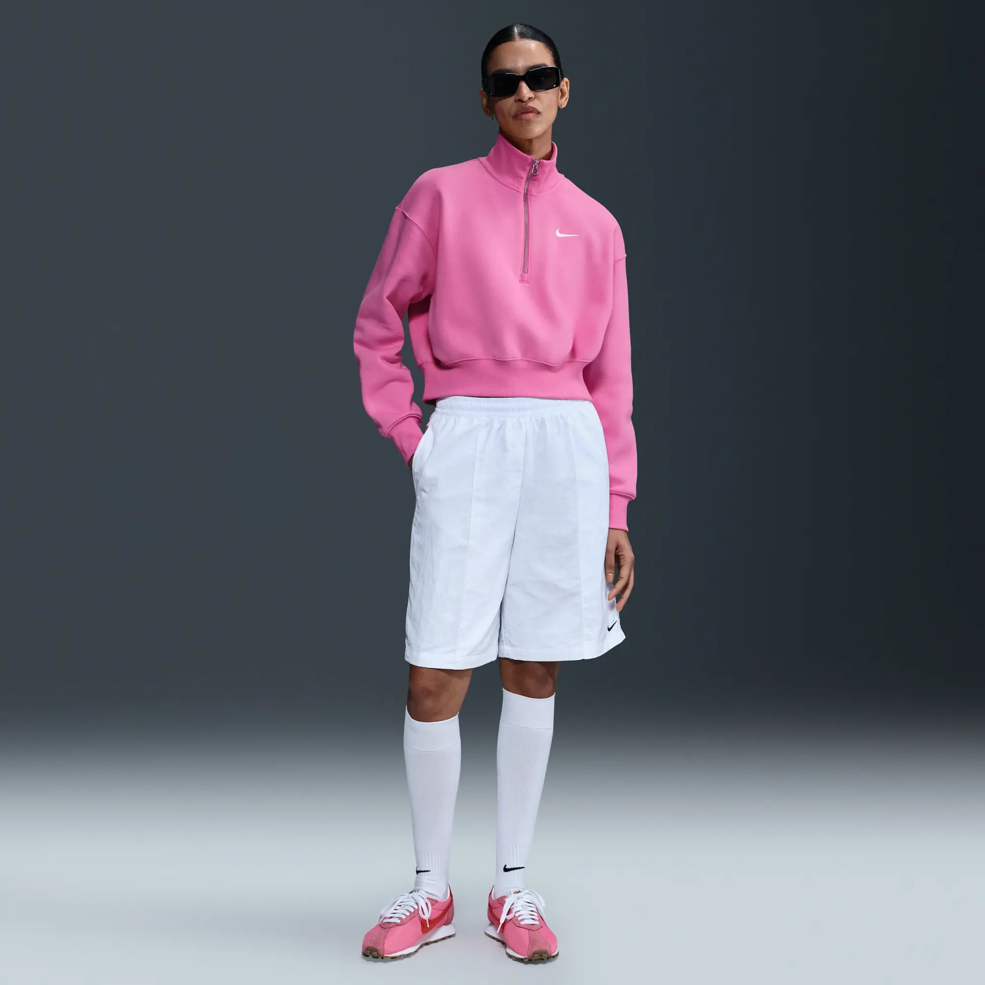 Nike Sportswear Phoenix Fleece Women's 1/4-Zip Cropped Sweatshirt - Pink - Fleece > Phoenix Fleece