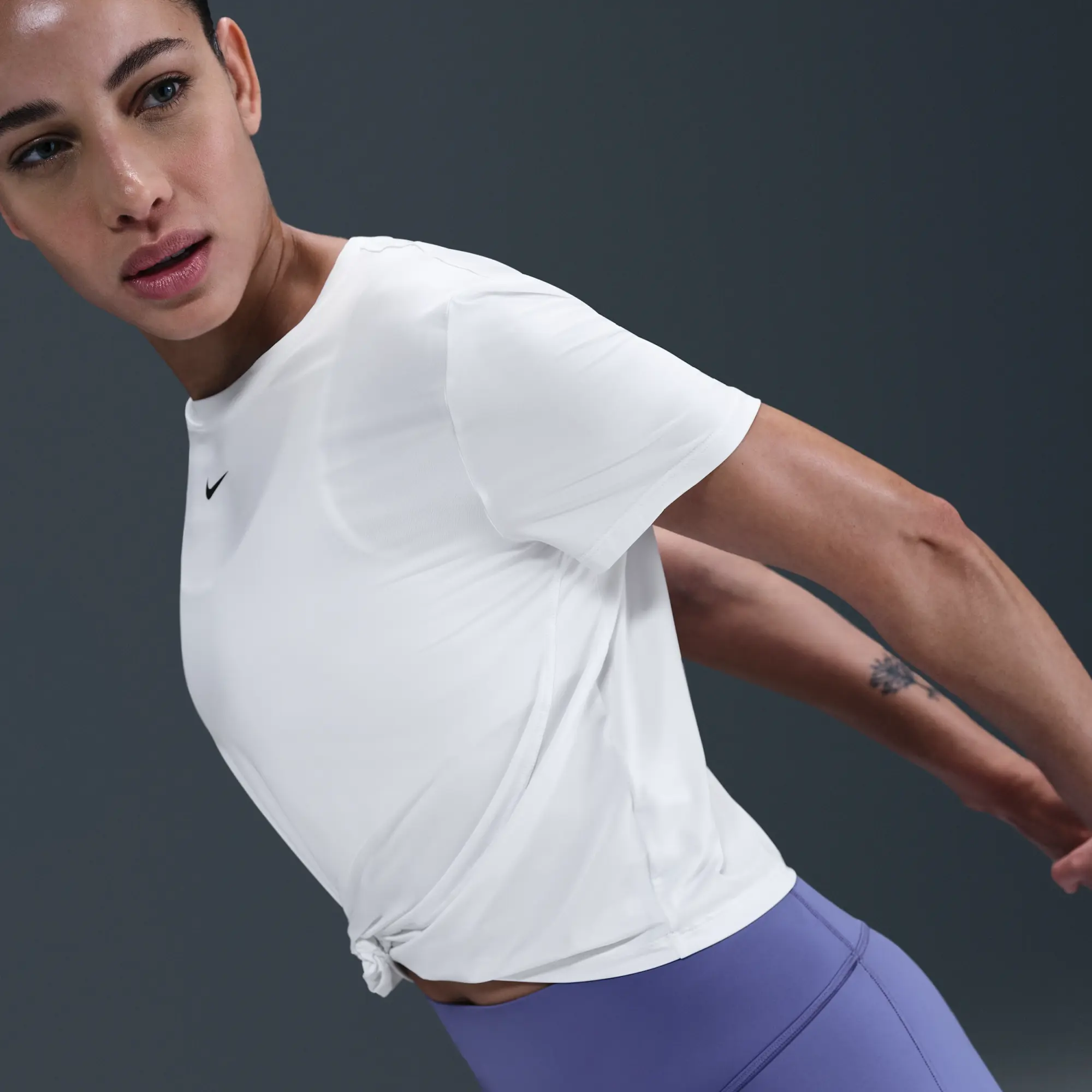 Nike One Classic Women's Dri-FIT Twist Short-Sleeve Top - White - Sustainable Materials