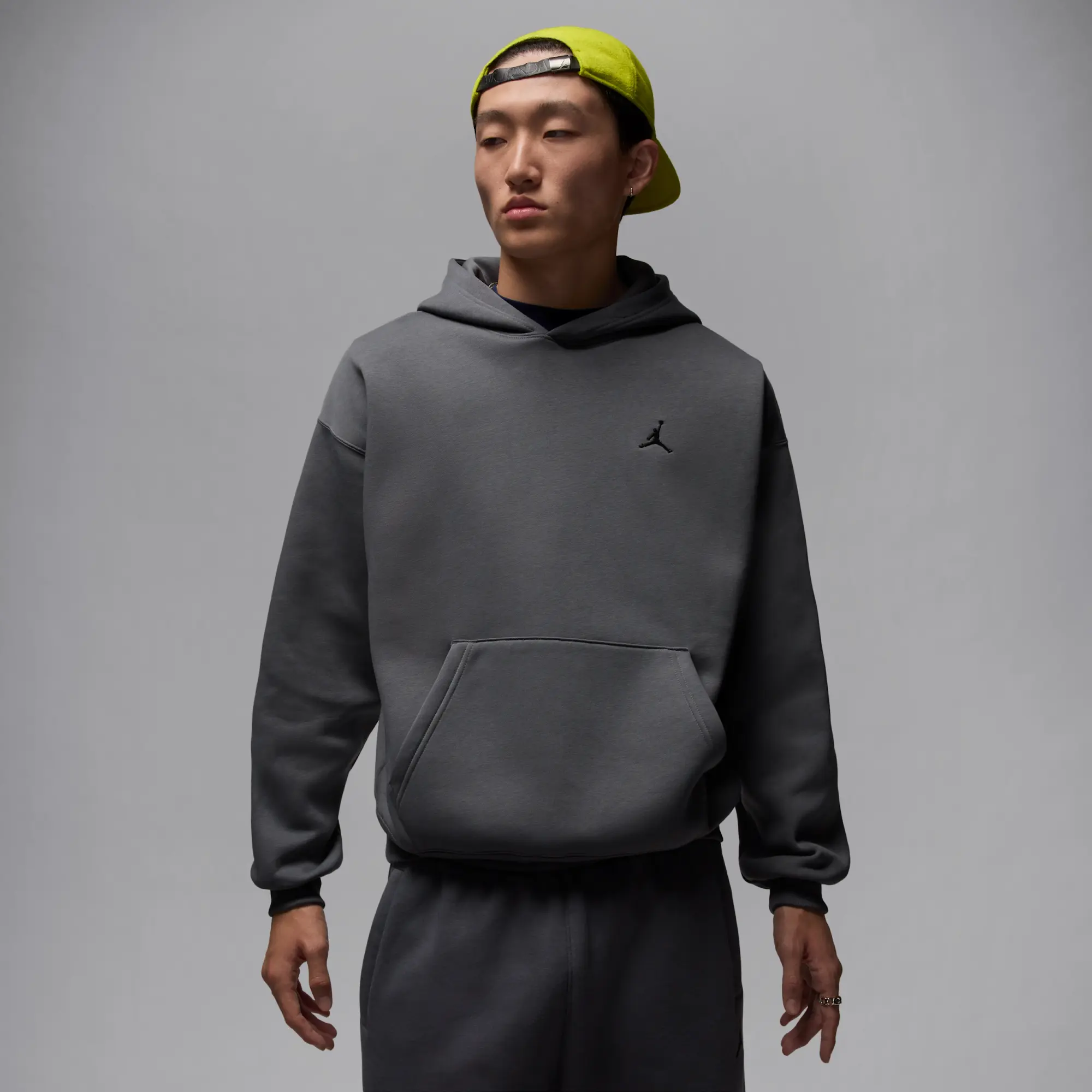 Nike Jordan Brooklyn Fleece Men's Oversized Pullover Hoodie - Grey - Fleece