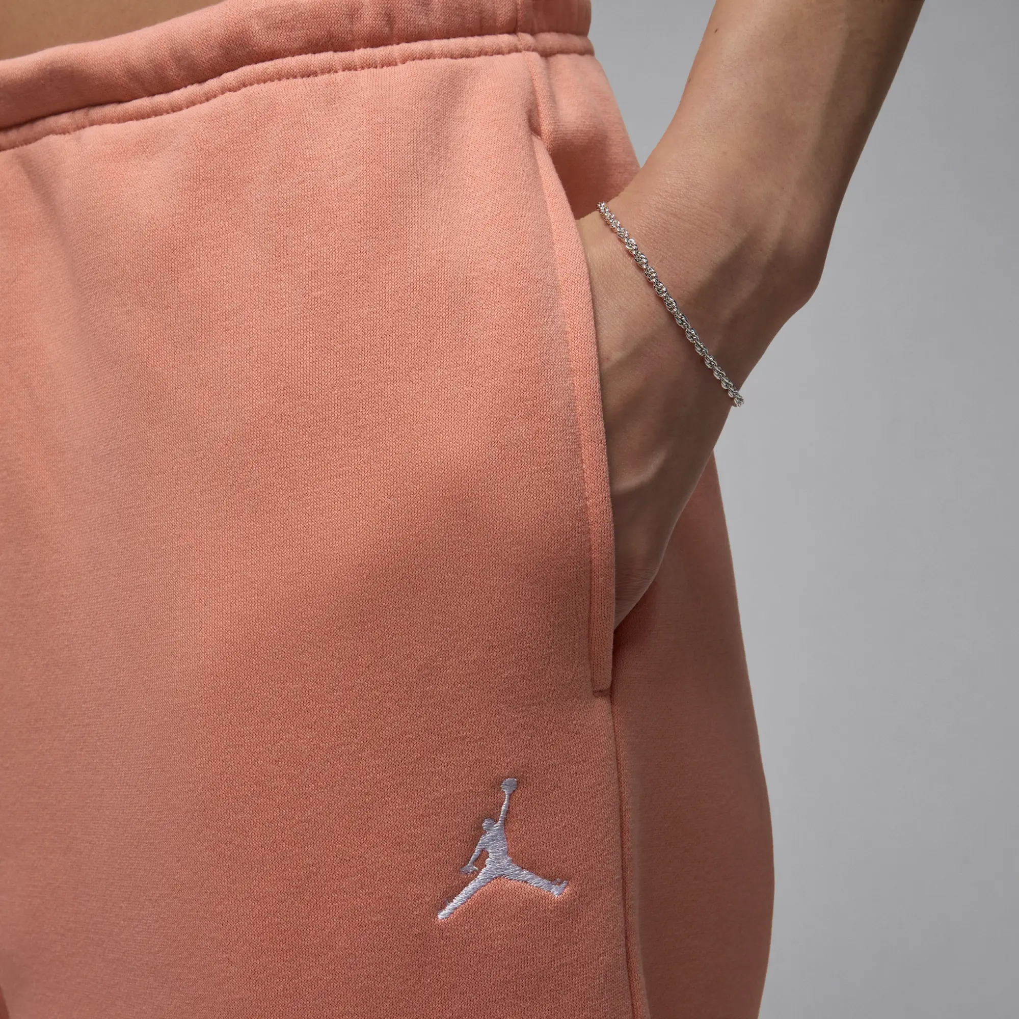 Nike Jordan Brooklyn Fleece Women's Open-Hem Trousers - Orange - Fleece