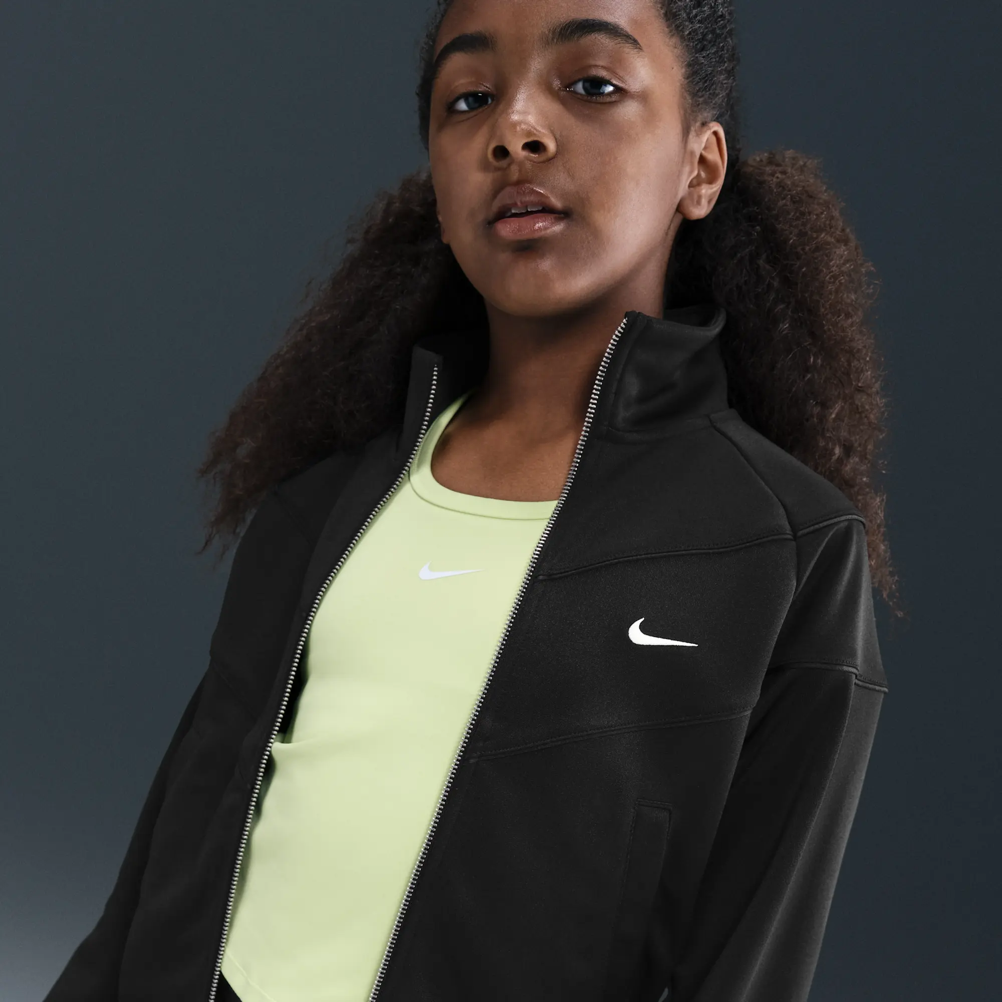 Nike Sportswear Older Kids' (Girls') Knit Tracksuit Jacket - Black - Sustainable Materials