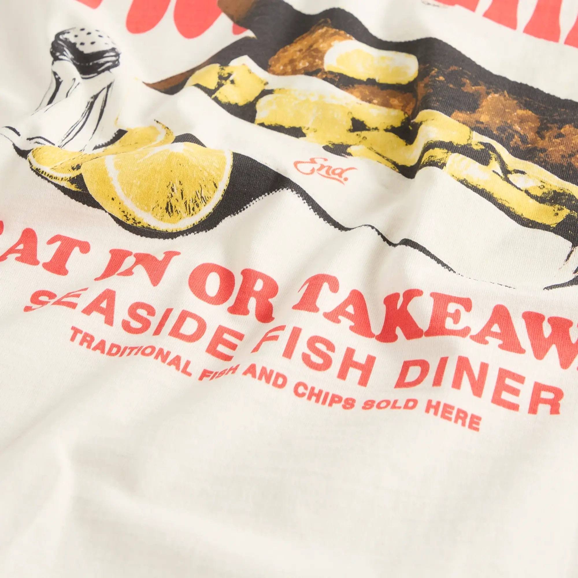 END. Coastal Fish Bar Eat In T-Shirt Ecru