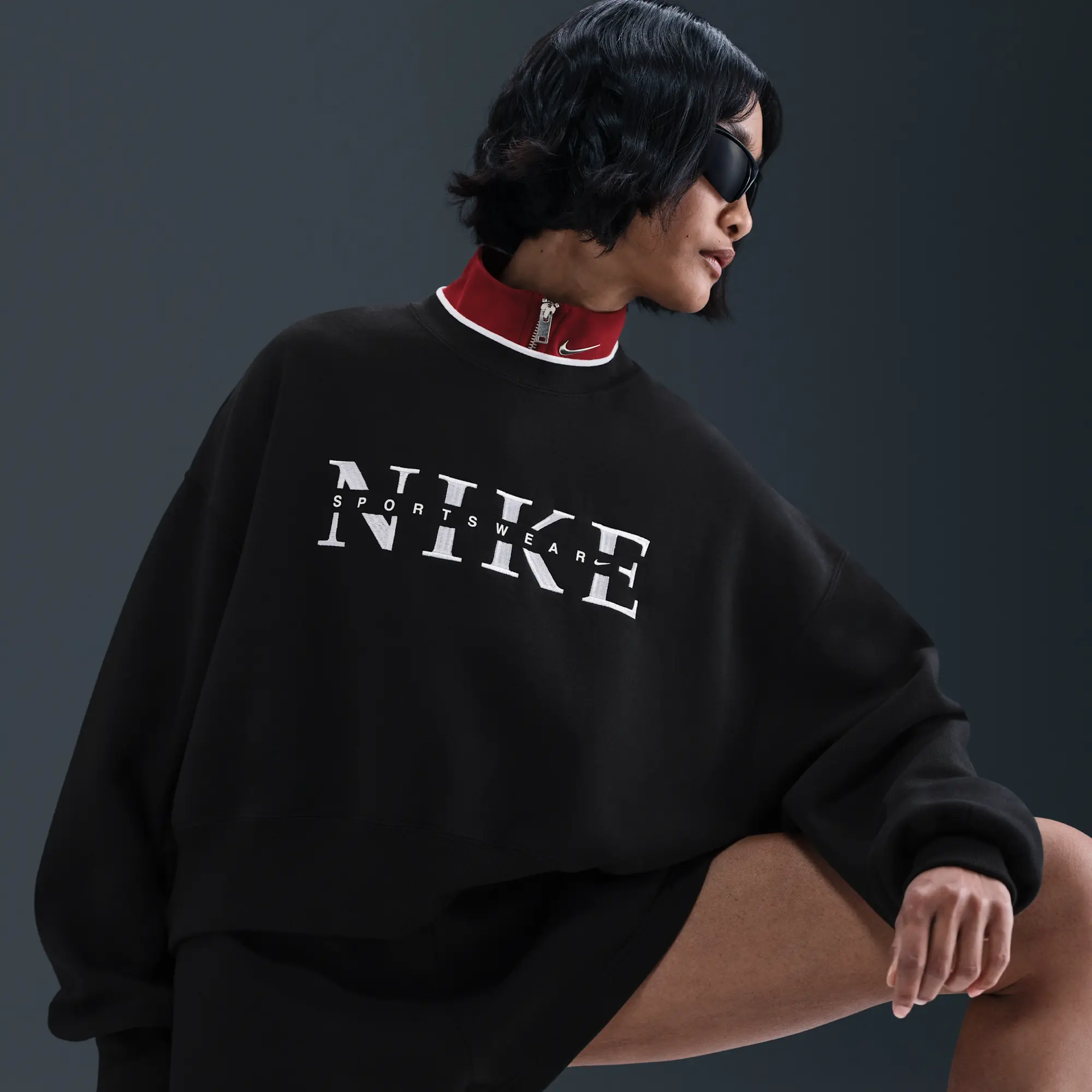 Nike Sportswear Phoenix Fleece Women's Oversized Crew-Neck Sweatshirt - Black - Cotton/Polyester