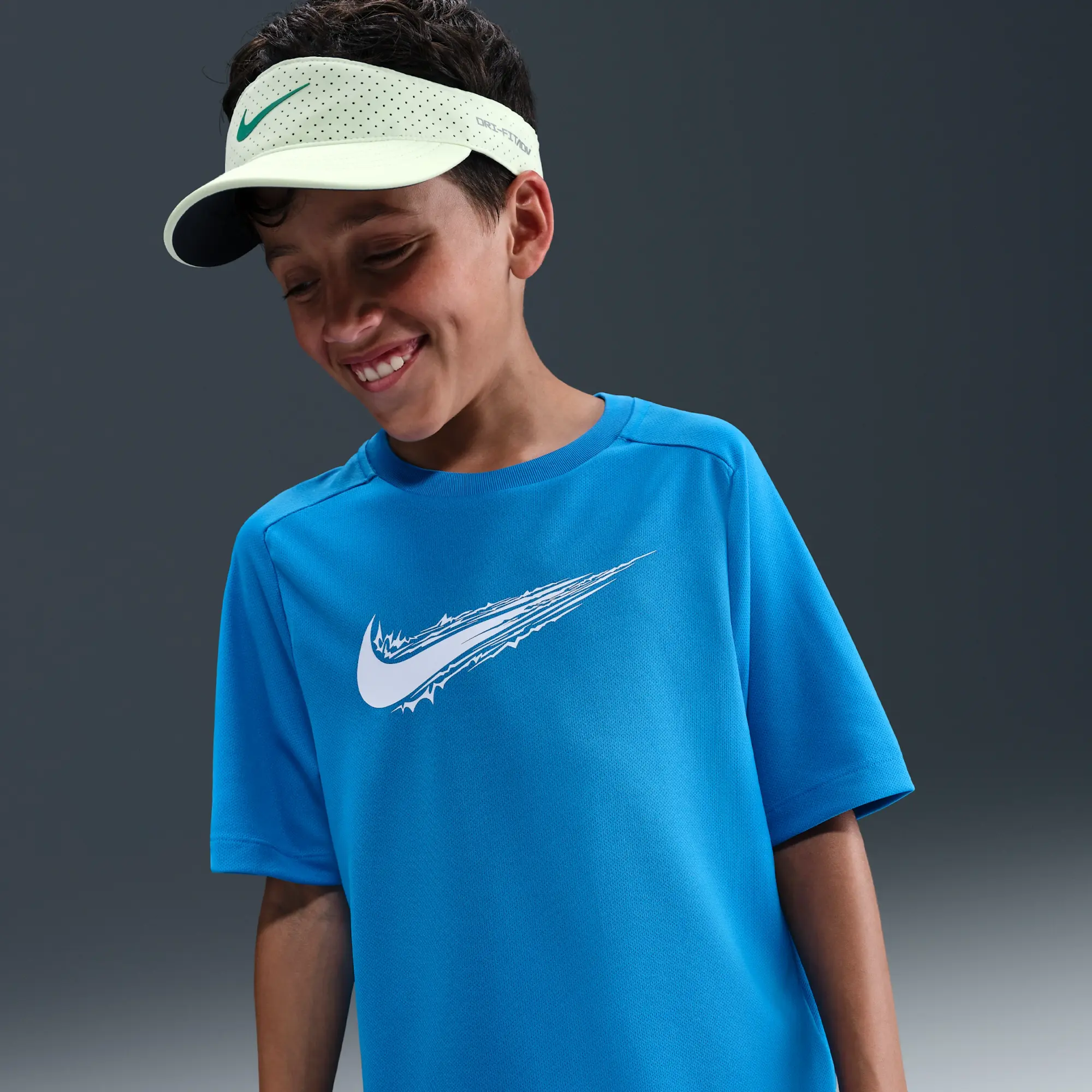 Nike Multi Older Kids' (Boys') Dri-FIT Short-Sleeve Top - Blue - Polyester