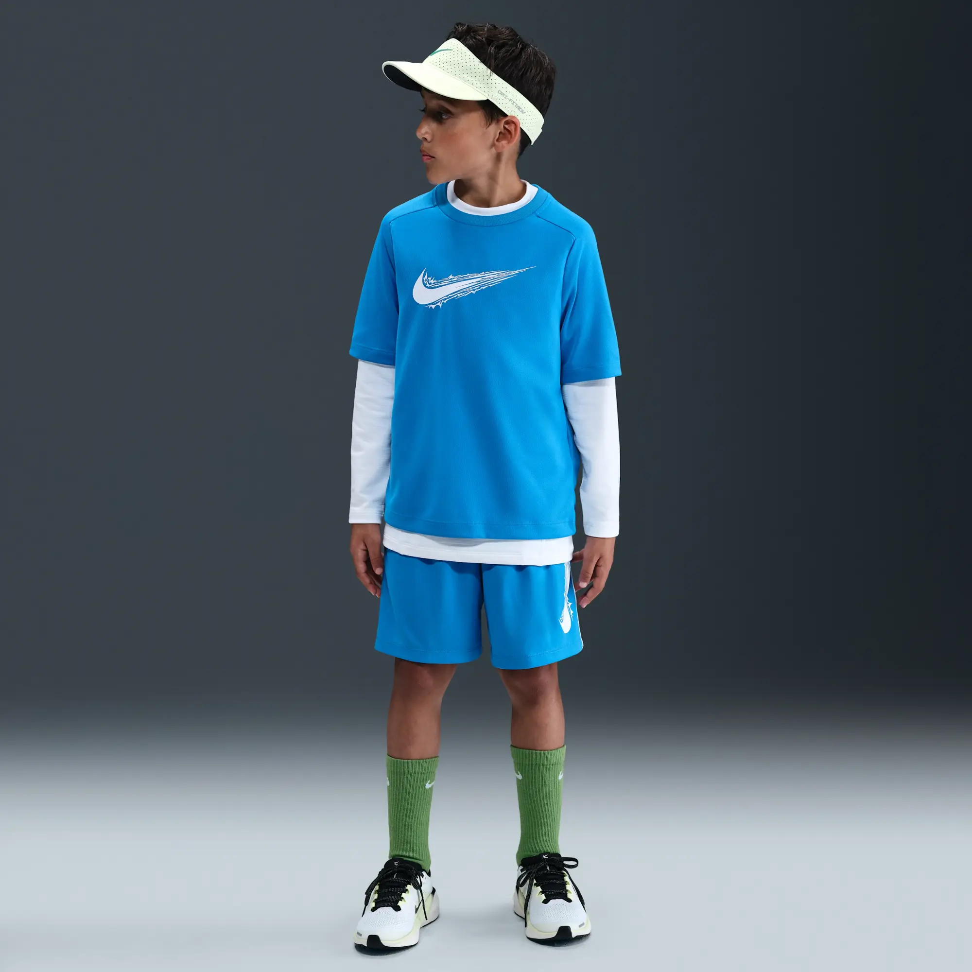 Nike Multi Older Kids' (Boys') Dri-FIT Short-Sleeve Top - Blue - Polyester