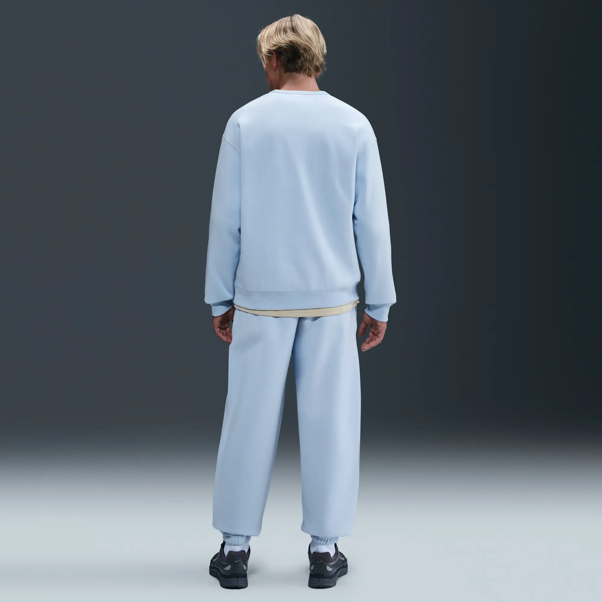 Nike Solo Swoosh Men's Cuffed Fleece Trousers - Blue - Cotton/Polyester