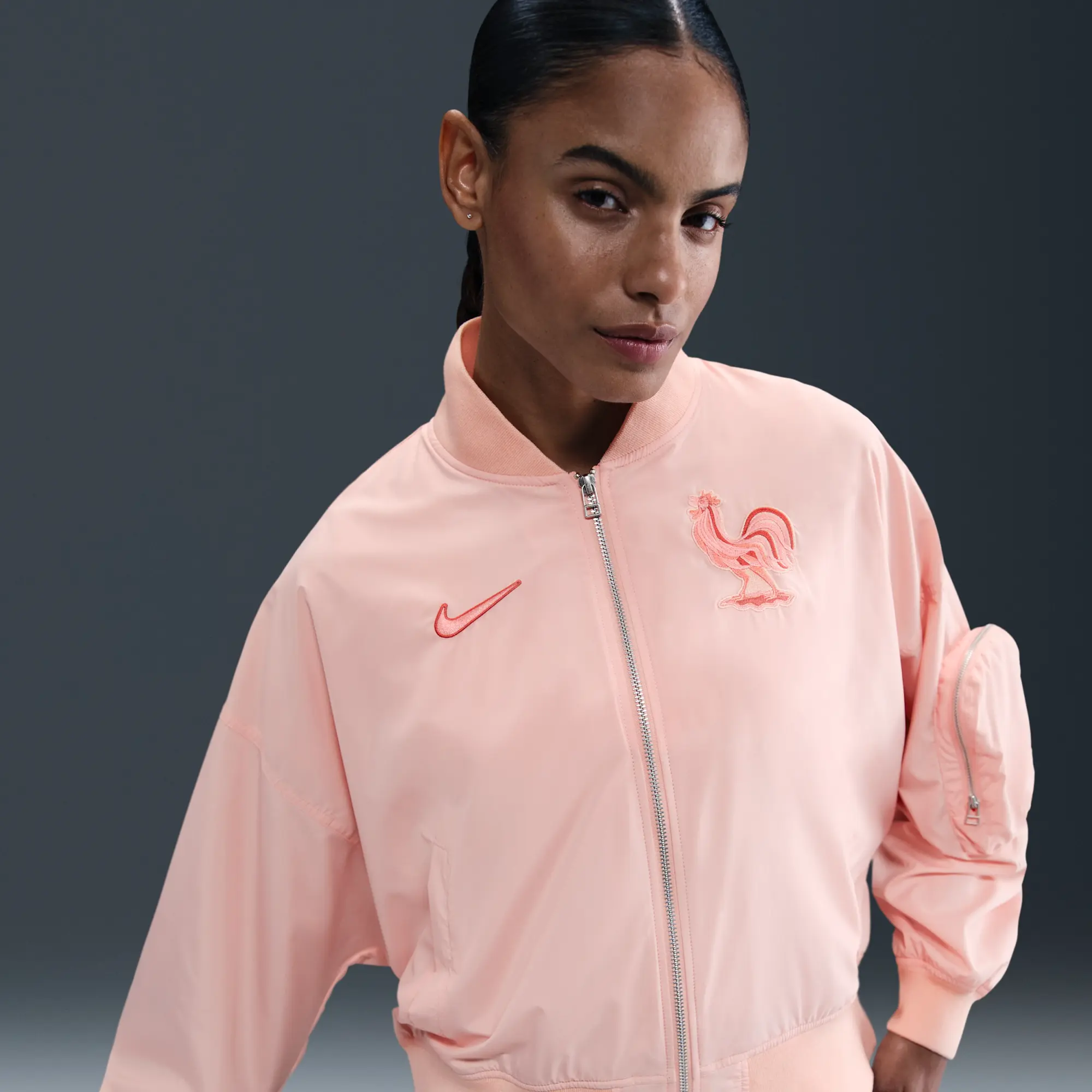 FFF Essential Women's Nike Football Oversized Bomber - Pink - Polyester