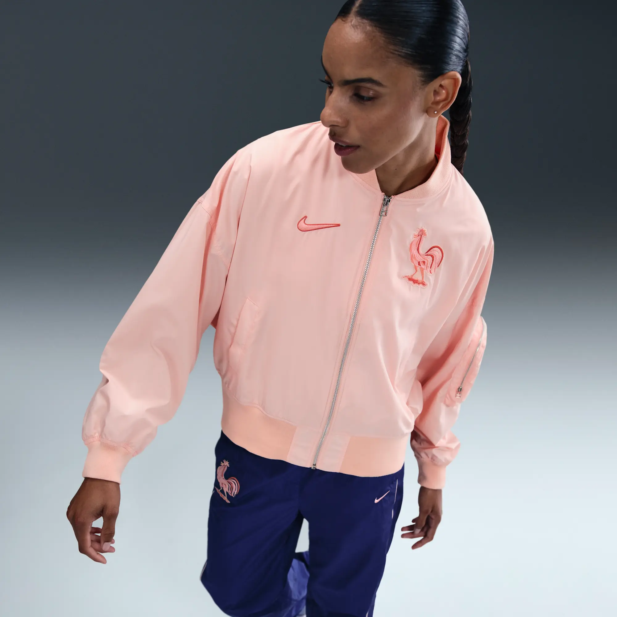 FFF Essential Women's Nike Football Oversized Bomber - Pink - Polyester