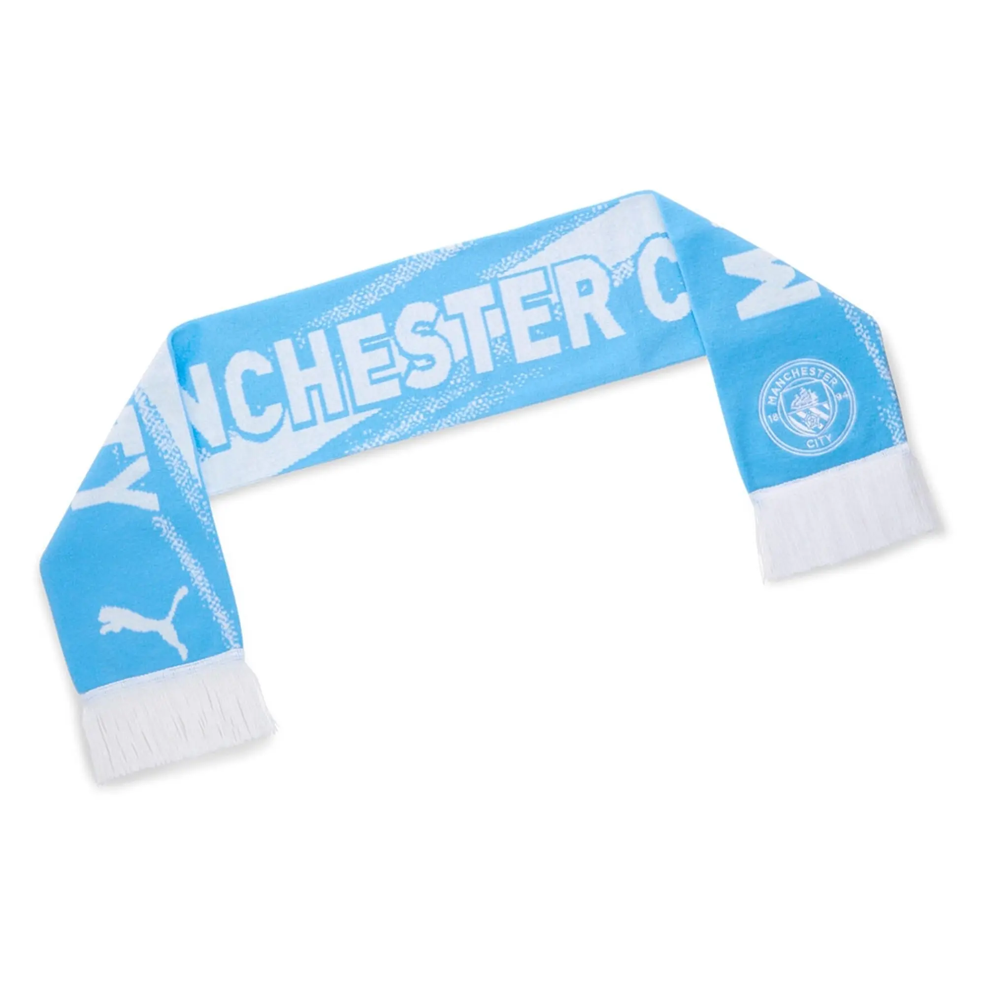 PUMA Manchester City Essentials Scarf, Light Blue/White