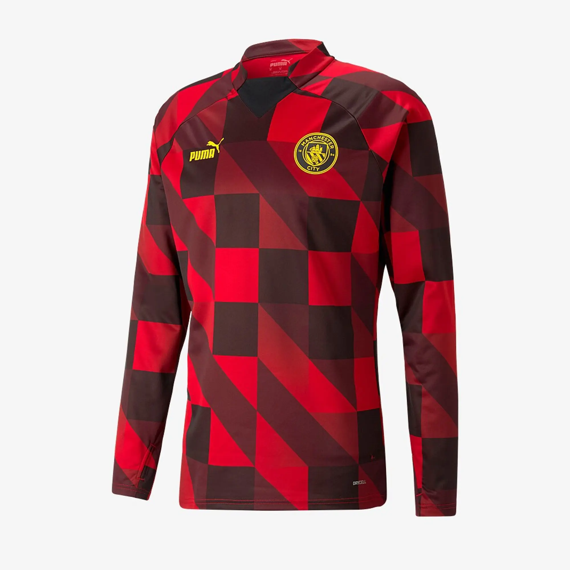 Puma Manchester City 22 23 Pre Match Sweat Top Tango Red Puma Black