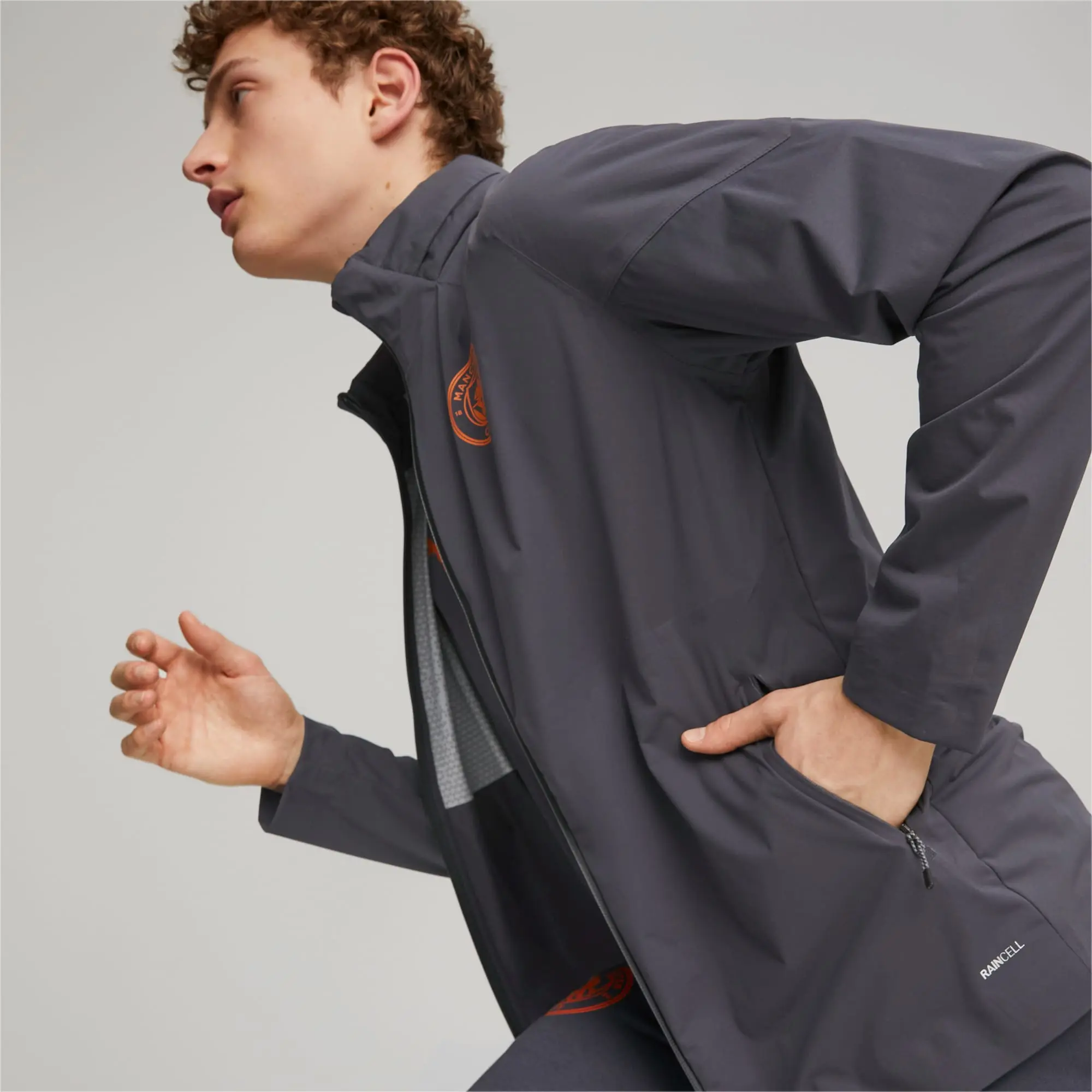 PUMA Manchester City Men's Rain Jacket, Strongray, size 3XL
