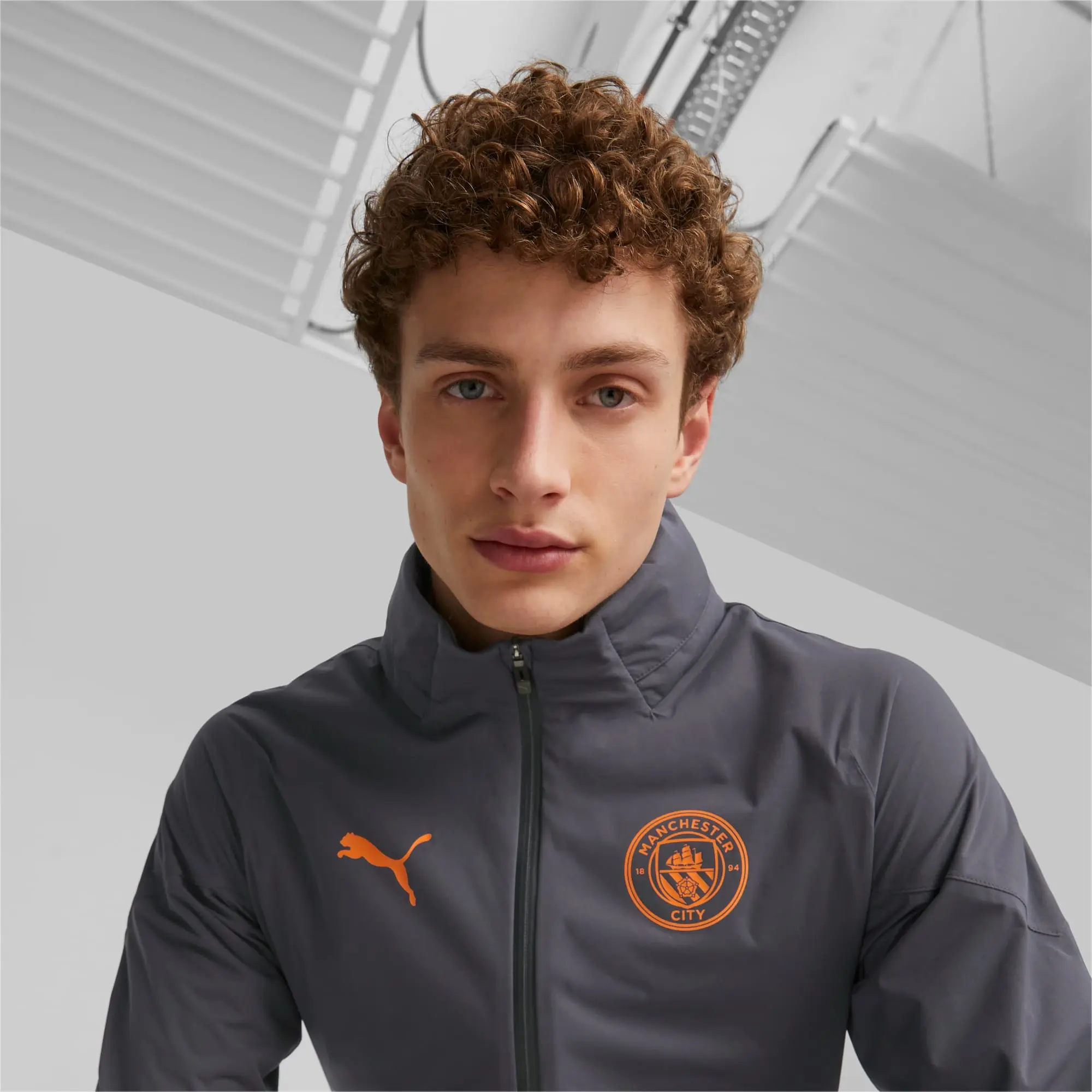 PUMA Manchester City Men's Rain Jacket, Strongray, size 3XL