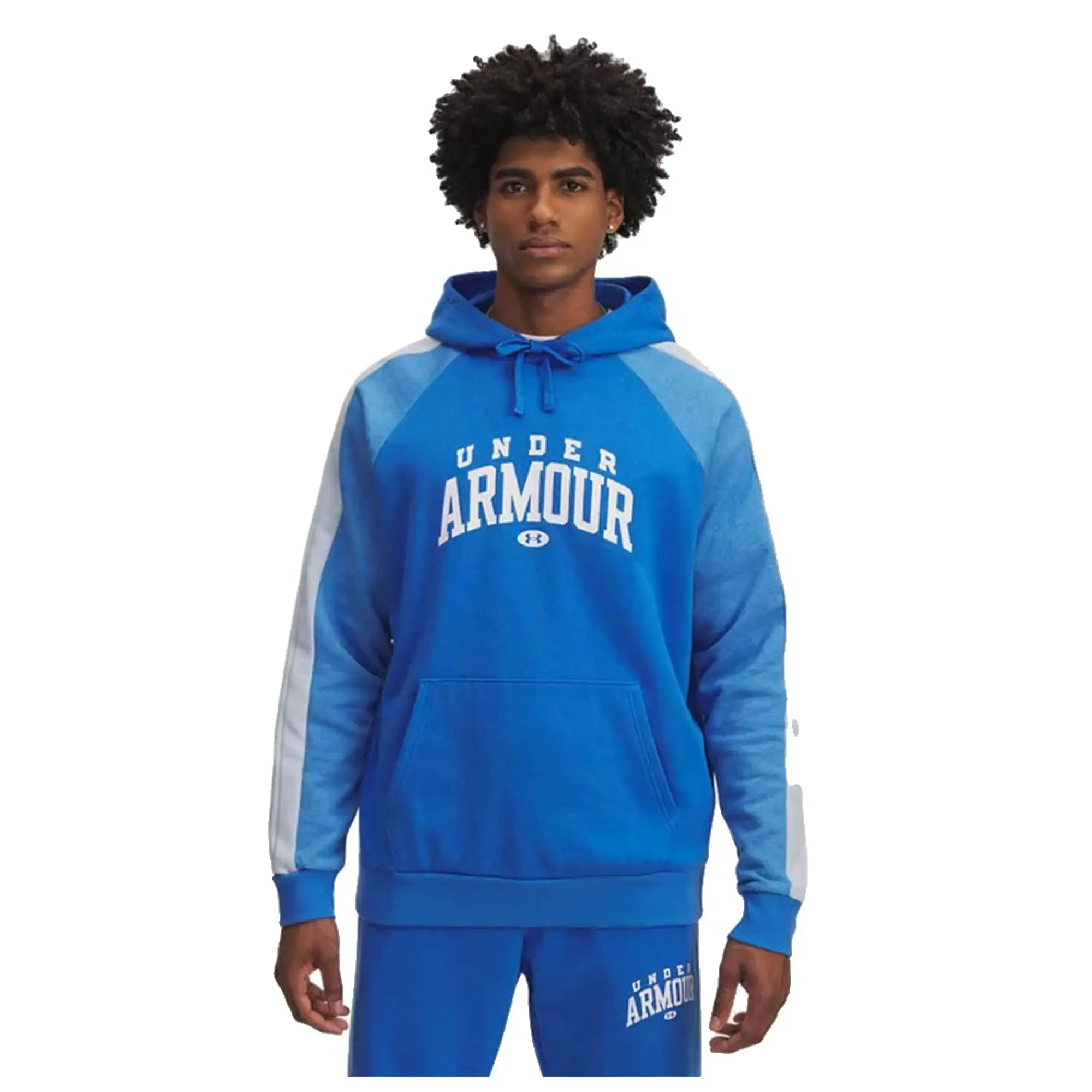 Under Armour  Rival Fleece Colorblock Men's Hoodie Blue Atlantis / White L