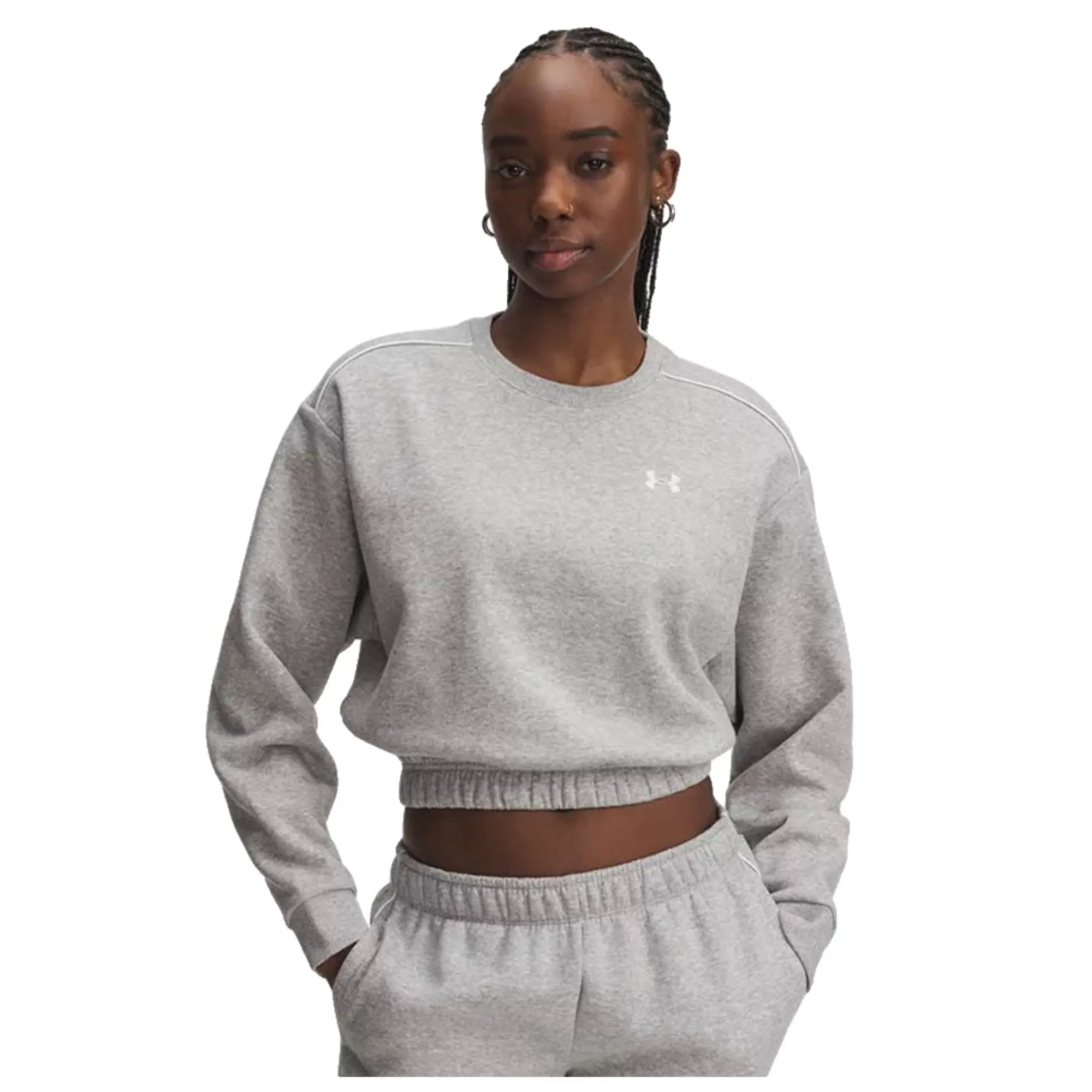 Under Armour  Rival Fleece Piped Women's Crew Mod Gray Light Heather / White L