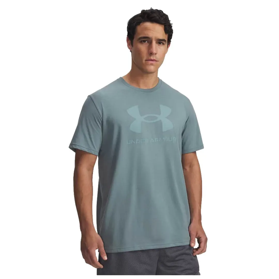 Under Armour Logo Men's Short Sleeve Jasper Blue / Serpentine M