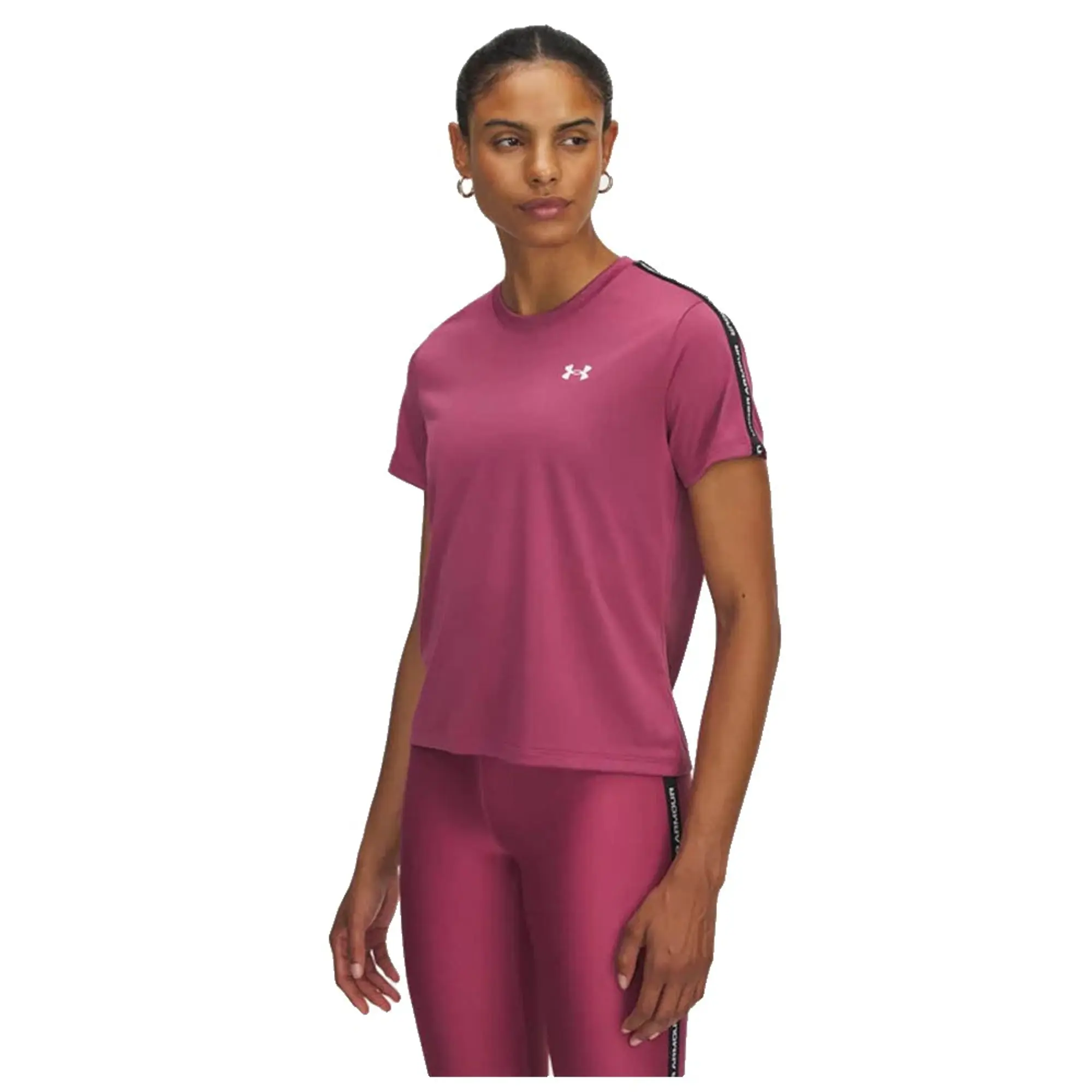 Under Armour  Tech™ Wordmark Tape Women's Short Sleeve Fuchsia Dusk / Black / White M