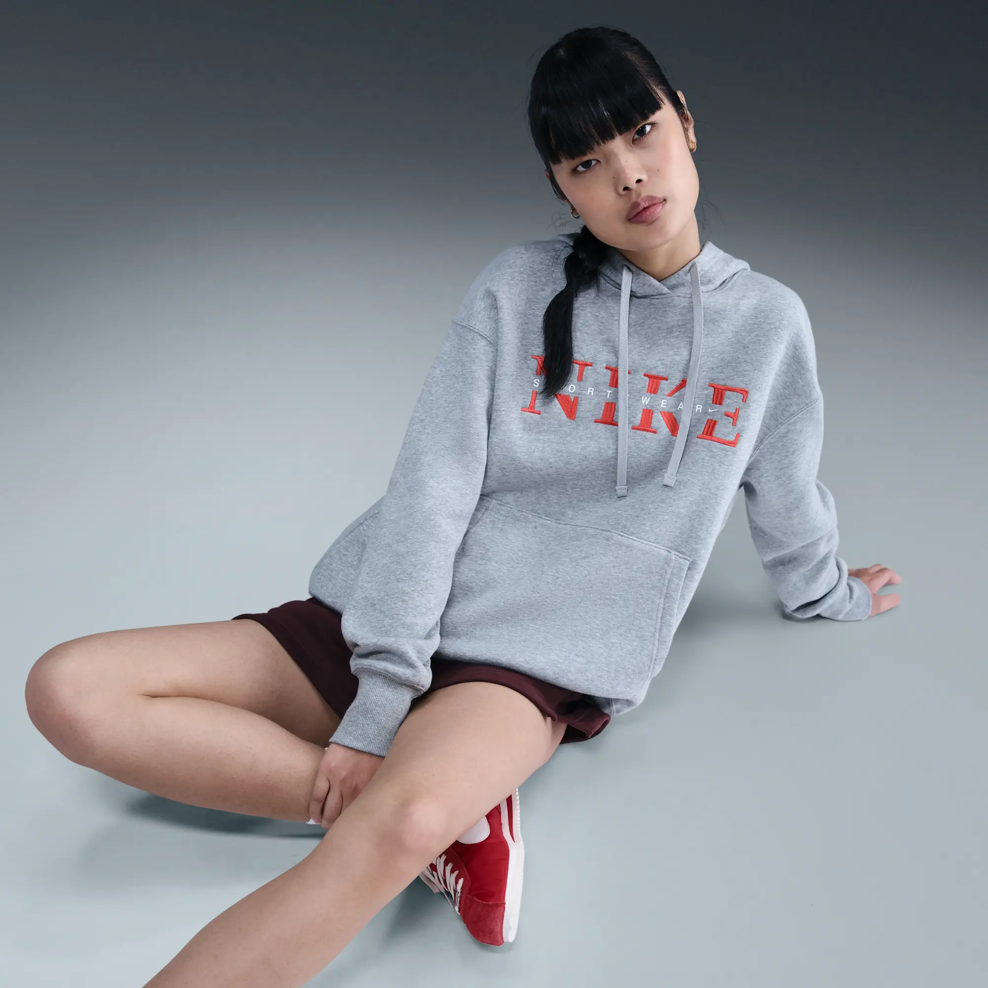 Nike Sportswear Phoenix Fleece Women's Oversized Pullover Hoodie - Grey - Cotton/Polyester