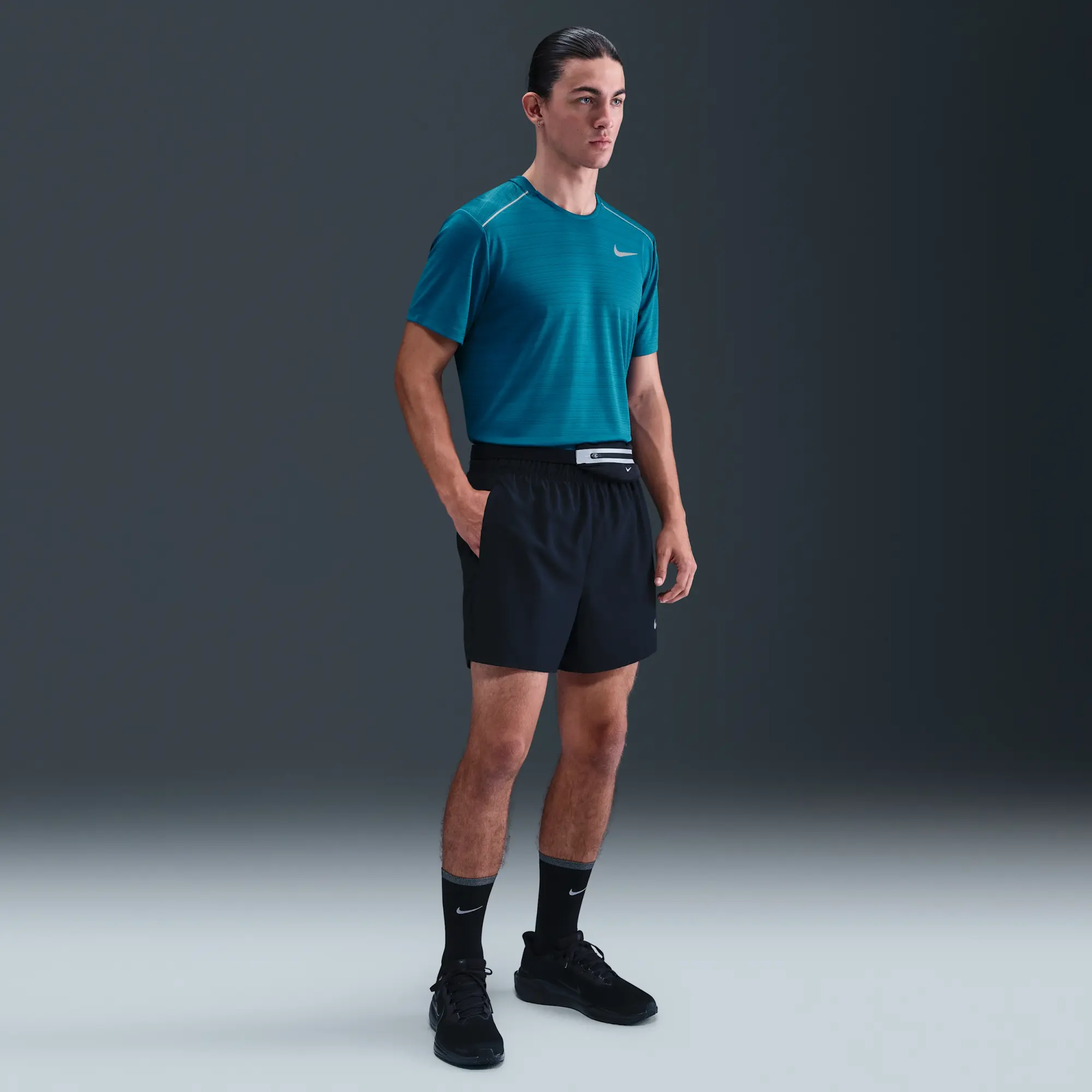 Nike Miler Men's Short-Sleeve Running Top - Blue - Polyester