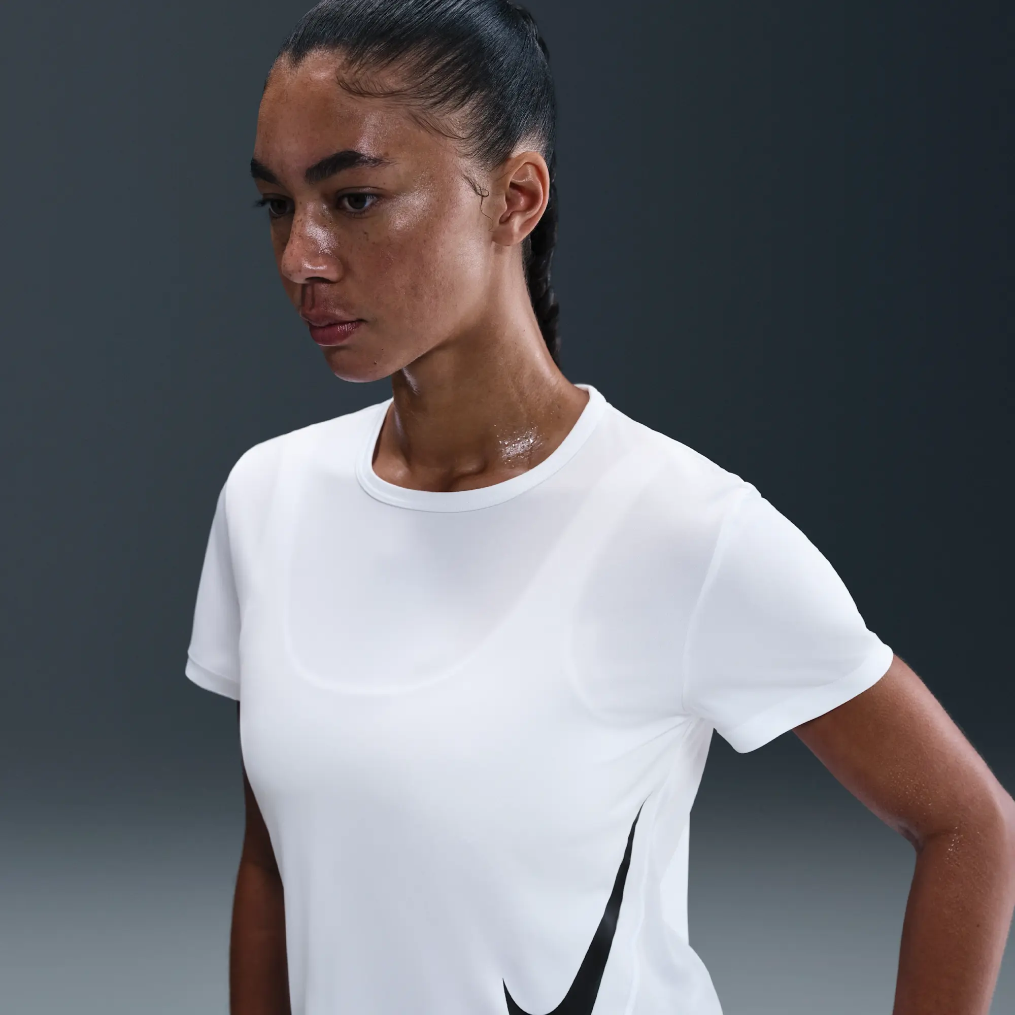 Nike Tempo Swoosh Run Women's Dri-FIT Short-Sleeve Running Top - White - Polyester