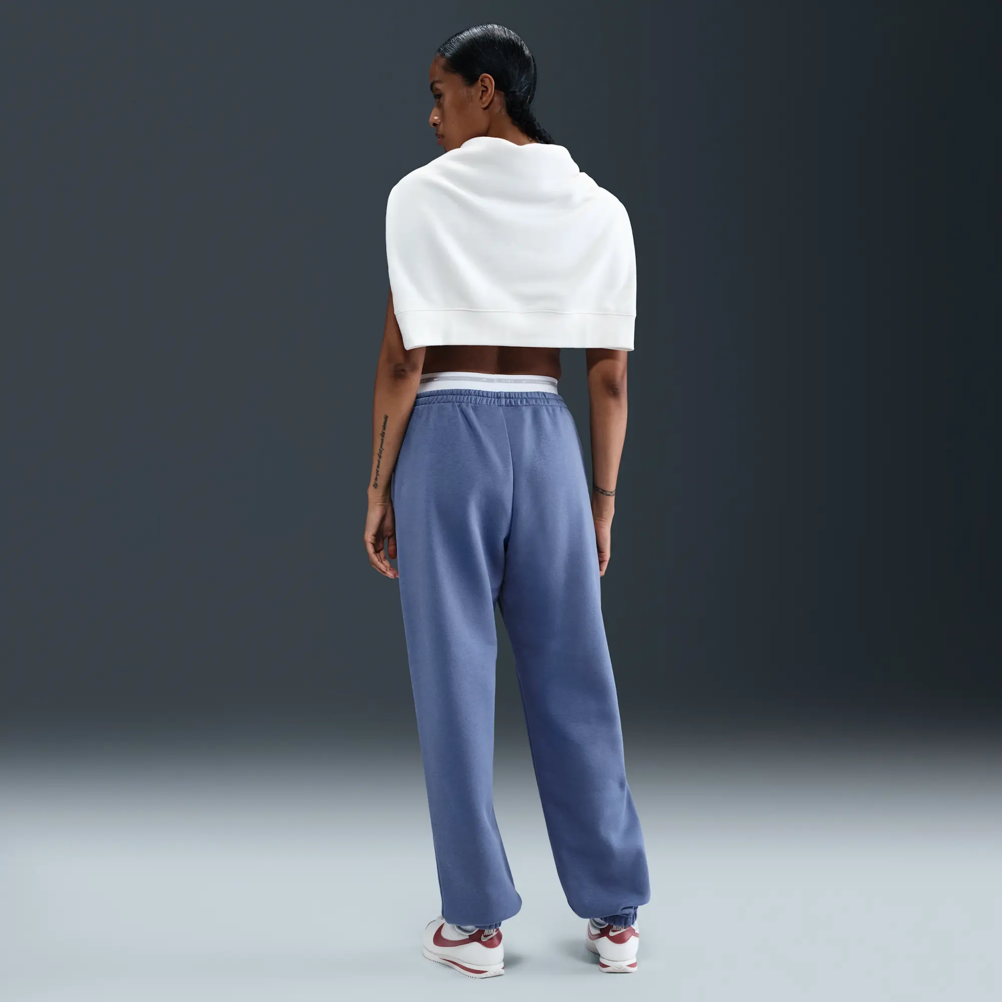 Nike Sportswear Phoenix Fleece Women's High-Waisted Tracksuit Bottoms - Blue - Cotton/Polyester