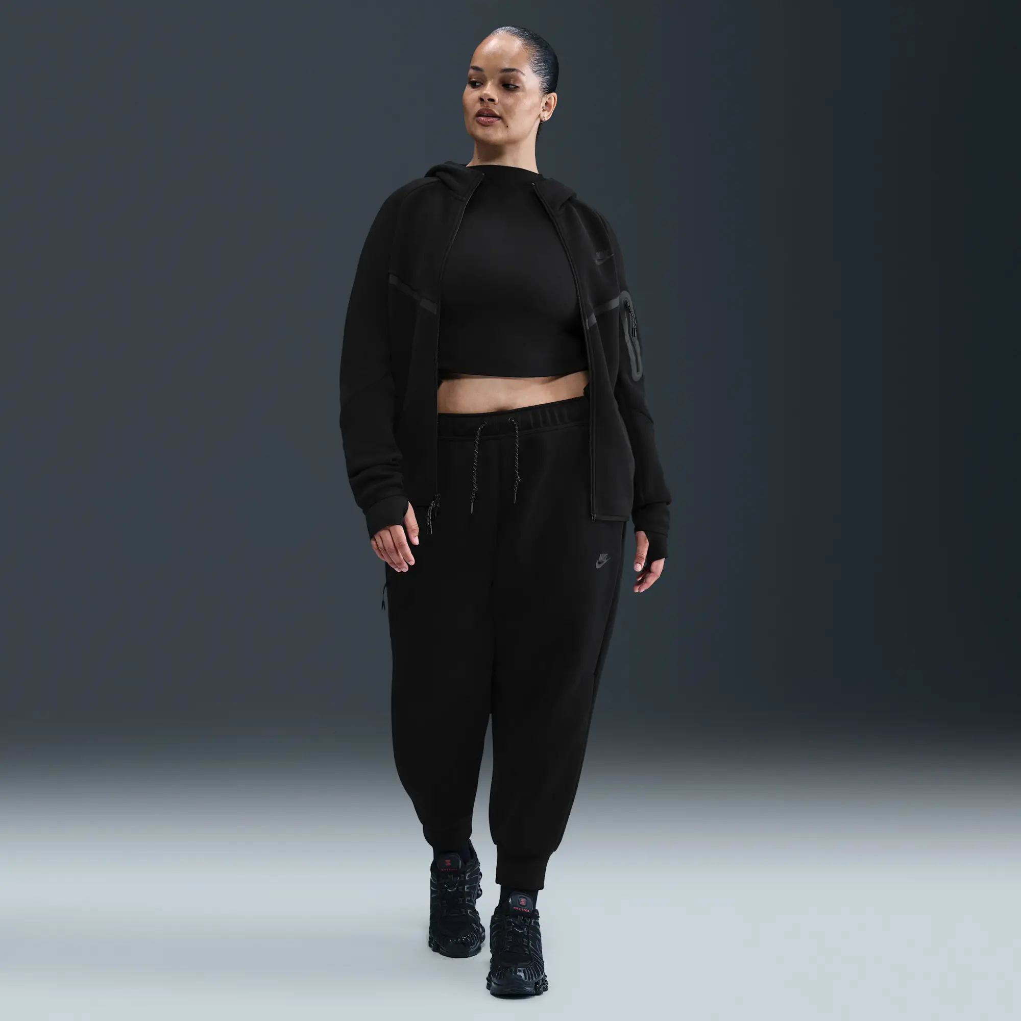 Nike Sportswear Tech Fleece Women's Mid-Rise Joggers - Black - Cotton/Polyester
